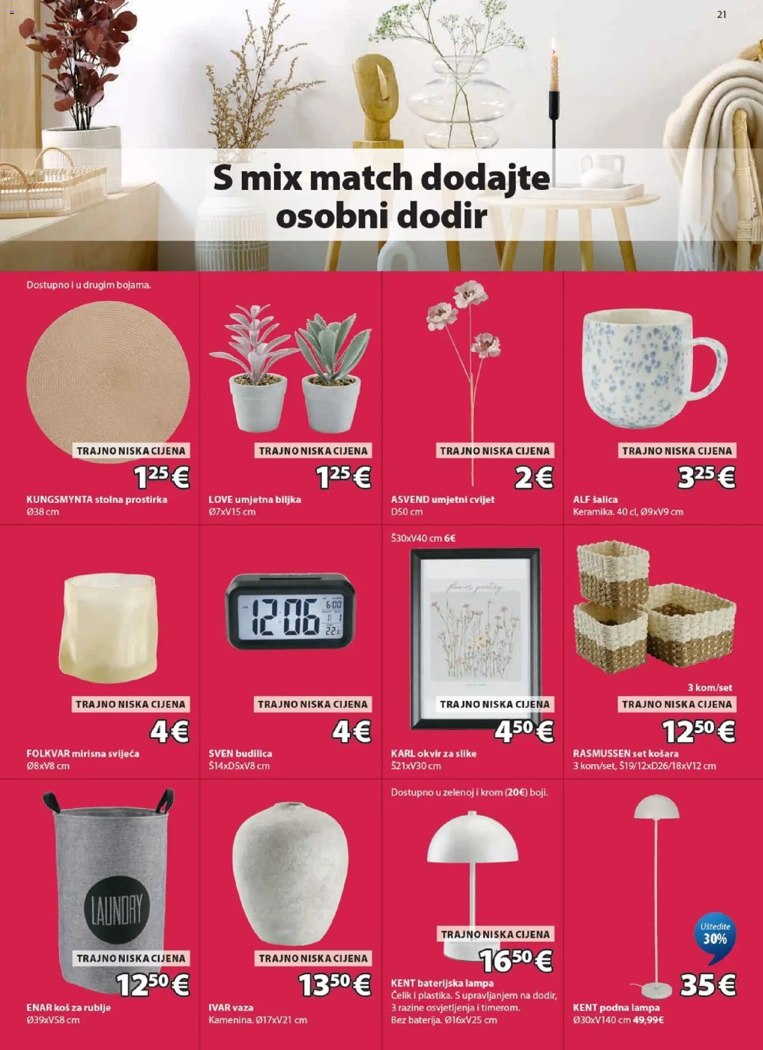 JYSK katalog | vrijedi od 03.06.2026 | Stranica: 21 | Proizvodi: Košara, Vaza, Budilica, Šalica
