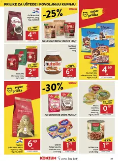 Konzum Katalog - Pregled kataloga iz trgovine Konzum, vrijedi od 06.05.2026 | Stranica: 23 | Proizvodi: Nutella, Grah, Salata, Namaz