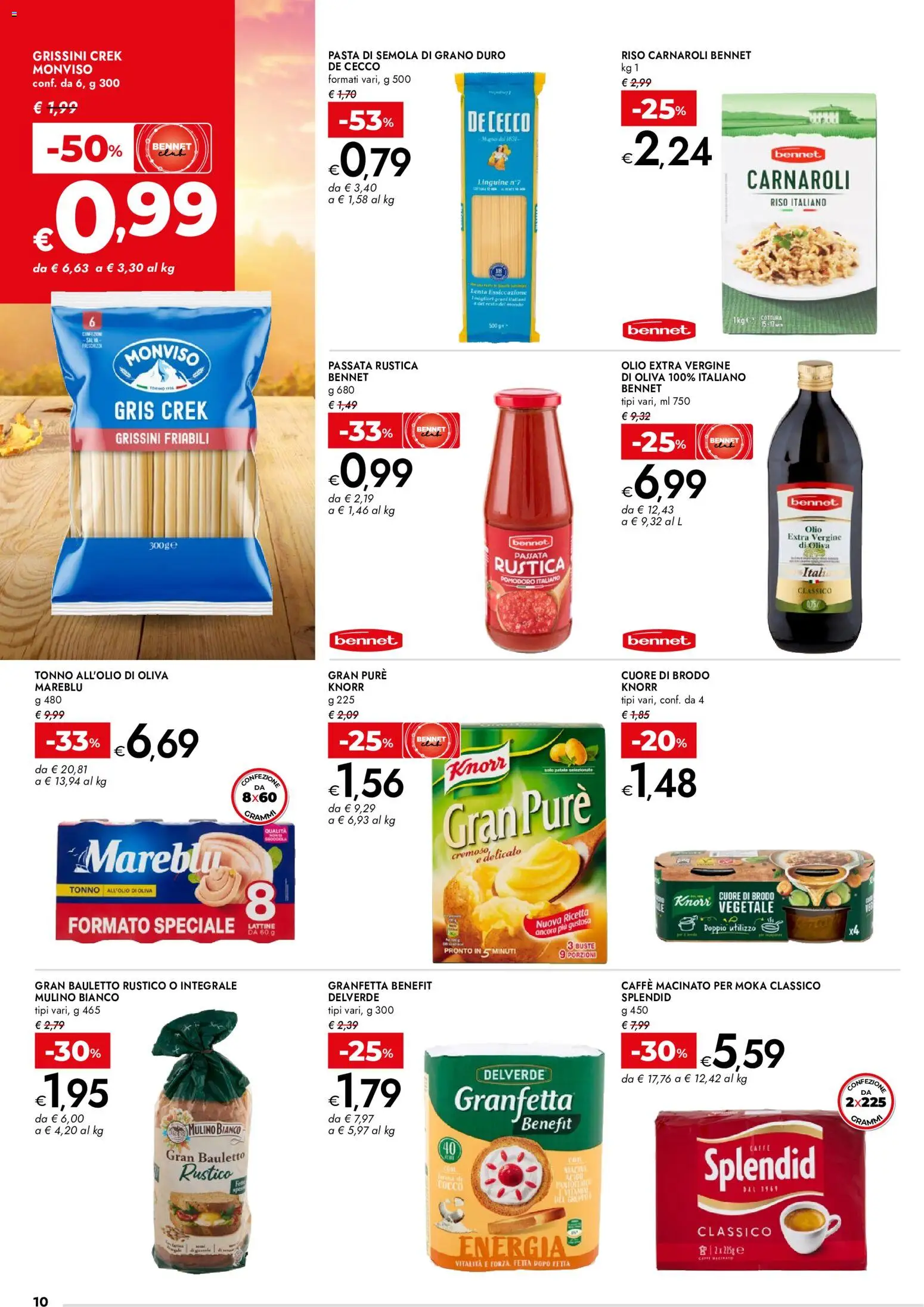 Volantino bennet del 01/10/2026 | Pagina: 10 | Prodotti: Caffè, Olio extra vergine, Semola, Caffè macinato