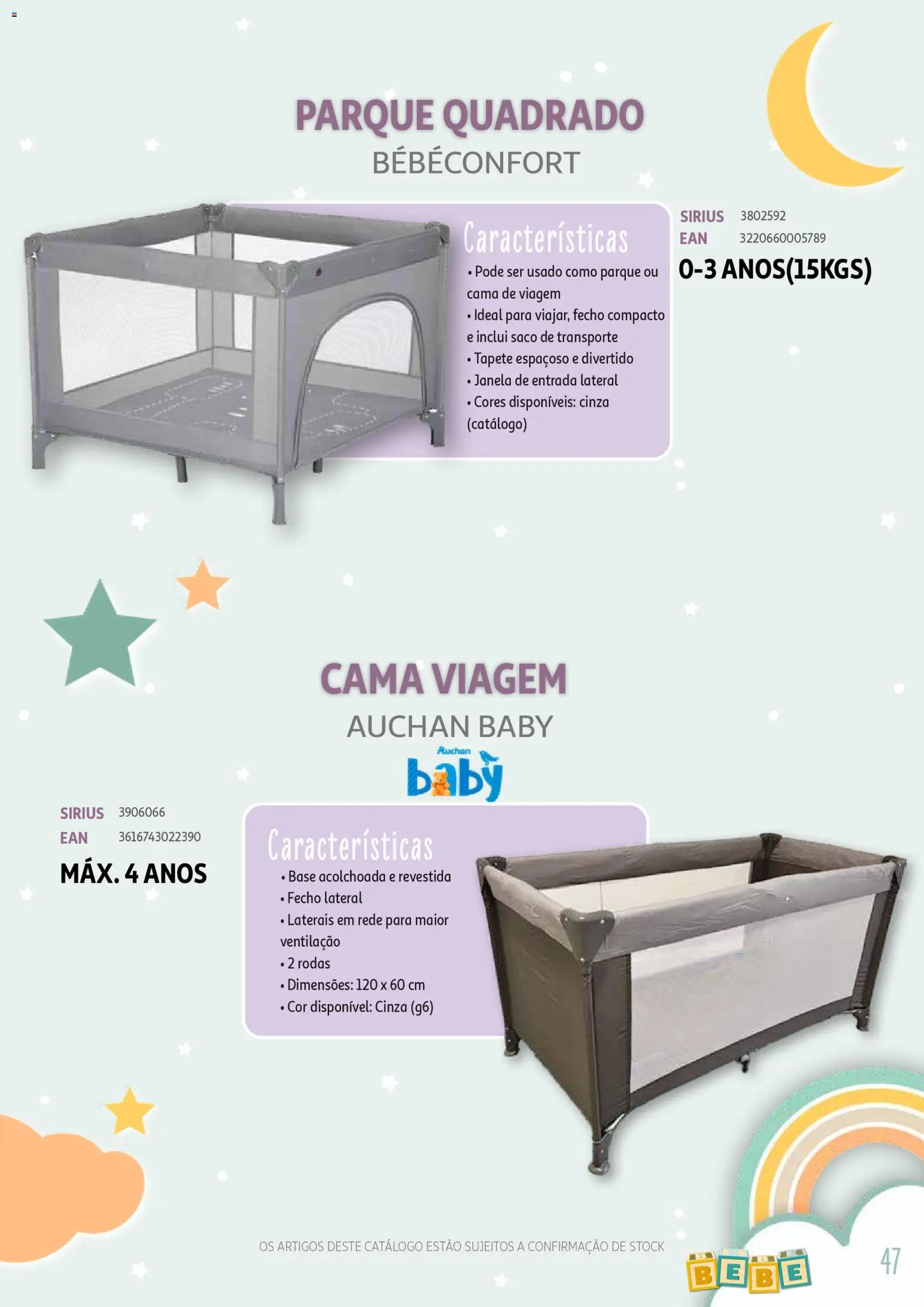 Auchan - Catálogo Puericultura │ válido de 13/01/2026 | Página: 47 | Produtos: Saco, Janela, Cama, Tapete