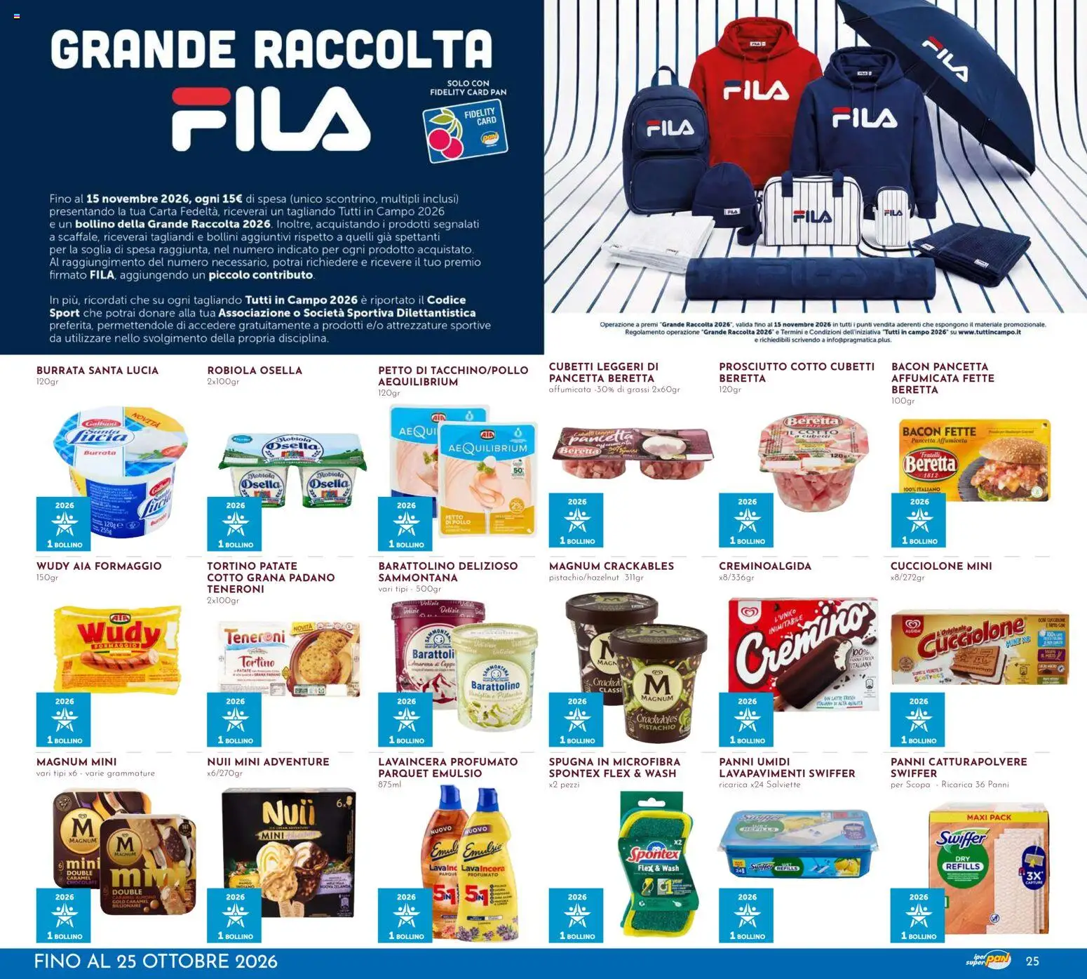 Volantino Pan del 12/10/2026 | Pagina: 25 | Prodotti: Magnum, Formaggio, Bacon, Panni