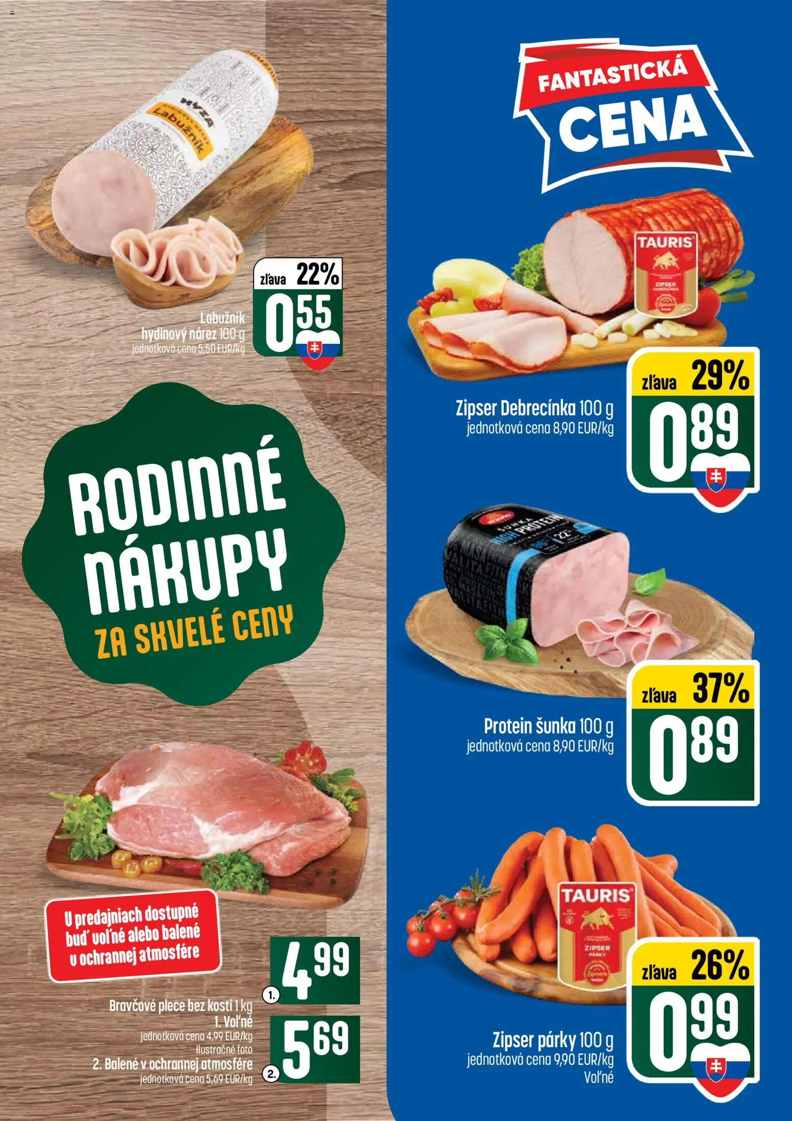 Nové COOP Jednota akcie – leták je platný od 21.05.2026 | Strana: 15 | Produkty: Šunka, Protein, Bravčové plece, Párky