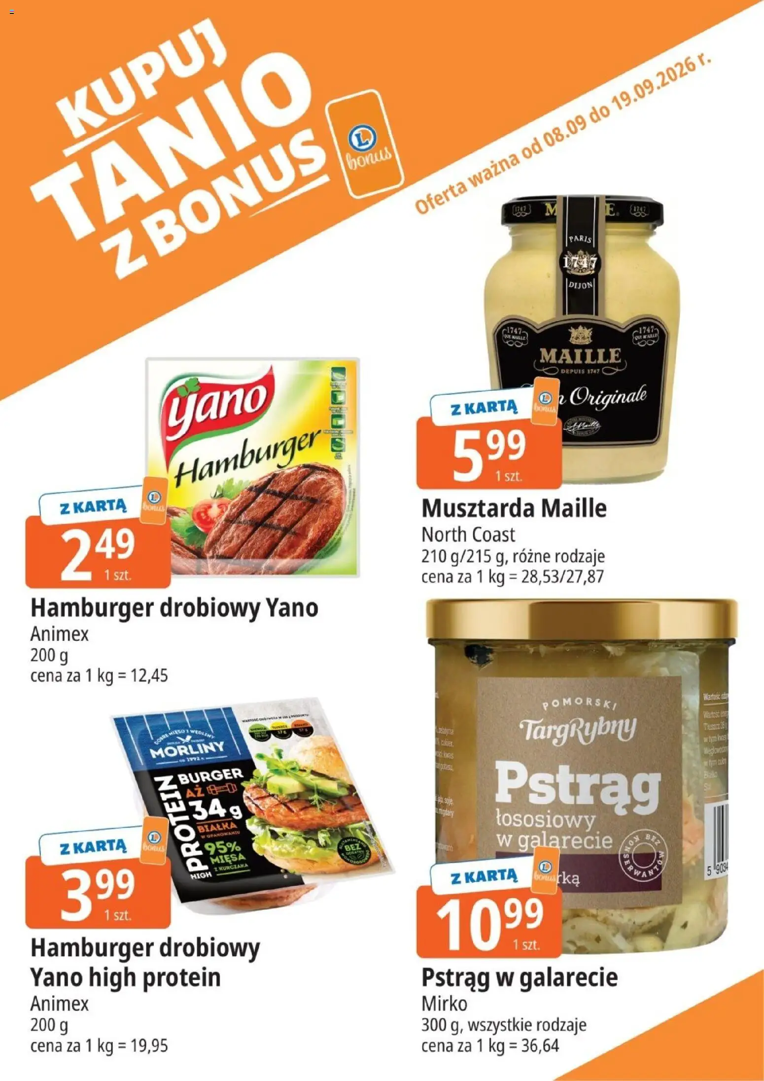 E.Leclerc gazetka - Kupuj Tanio Z Bonus od 08.09.2026 | Strona: 5 | Produkty: Karta, High Protein, Pstrąg, Musztarda