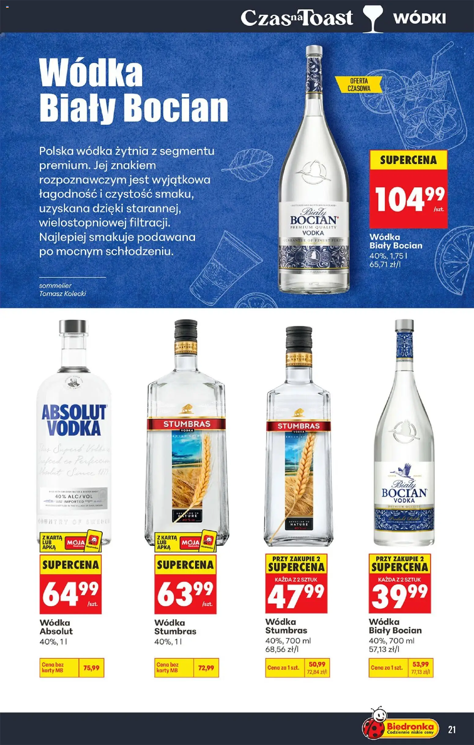 Biedronka Polsko leták - Czas na toast od 10.08.2026 | Strana: 21 | Produkty: Finest, Vodka, Karty, Absolut vodka