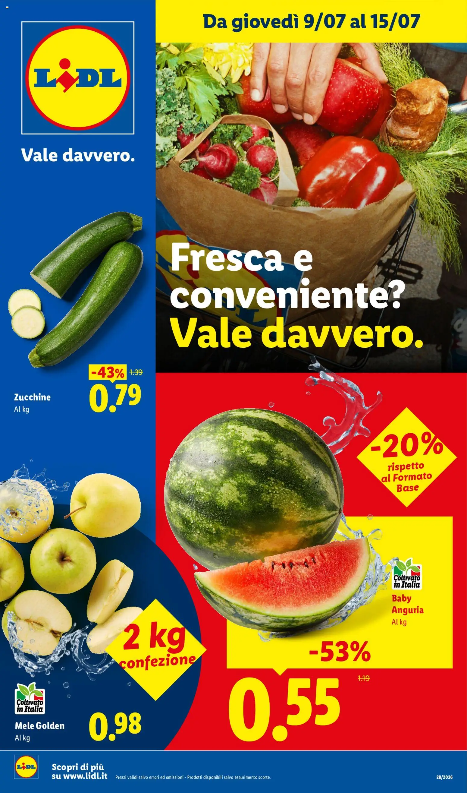 Volantino Lidl del 09/07/2026 | Pagina: 1 | Prodotti: Mele, Anguria, Zucchine