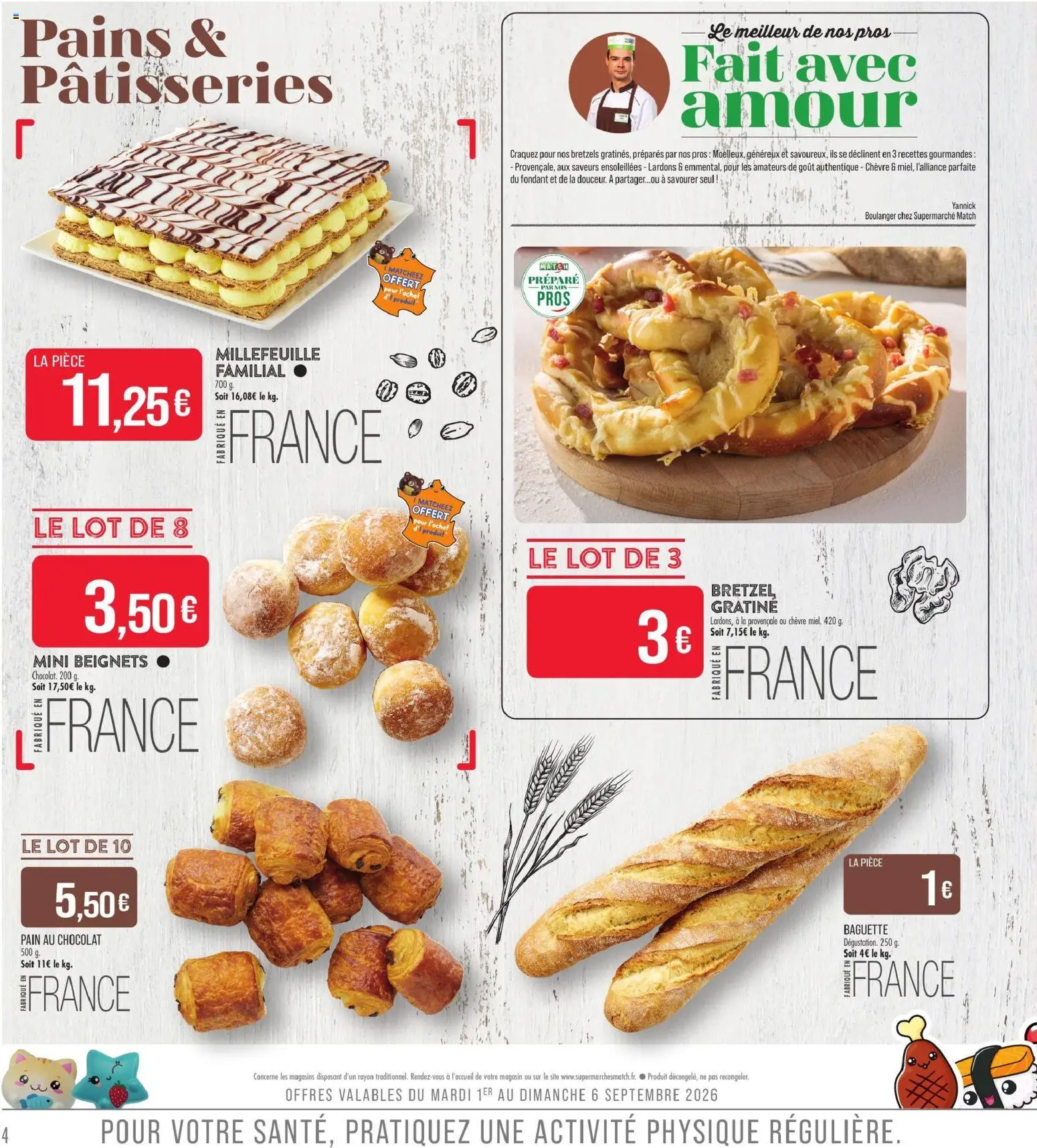{H1} | Page: 4 | Produits: Baguette, Lardons, Pain au chocolat, Chocolat