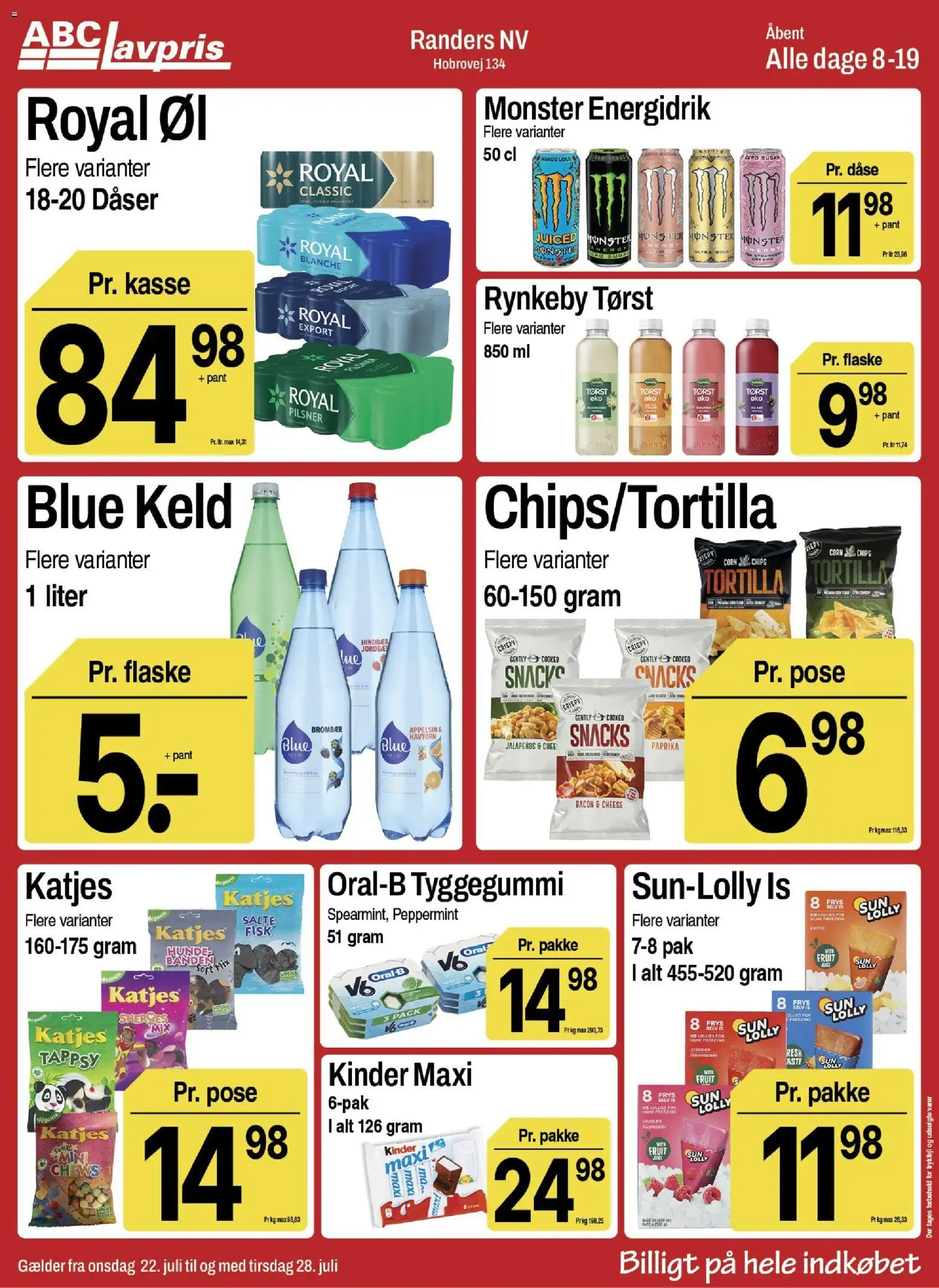 Abc Lavpris tilbudsavis – gyldig fra 22/07/2026 | Side: 6 | Produkter: Fisk, Chips, Hindbær, Bacon