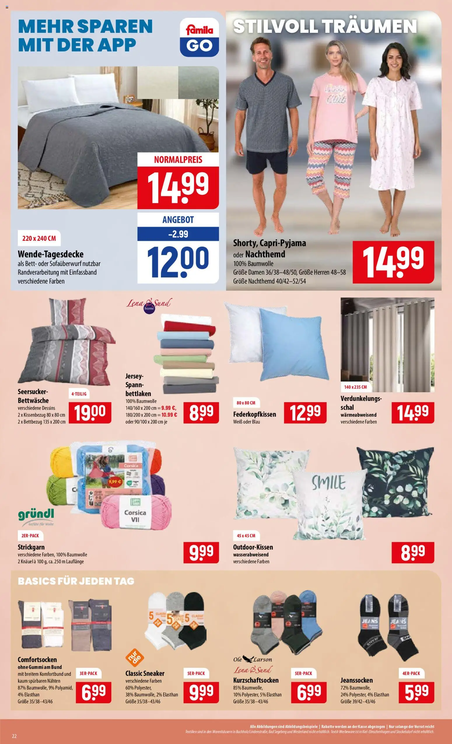 Famila Prospekt – gültig ab 29.06.2026 | Seite: 22 | Produkte: Bett, Bettwäsche, Bad, Jeans