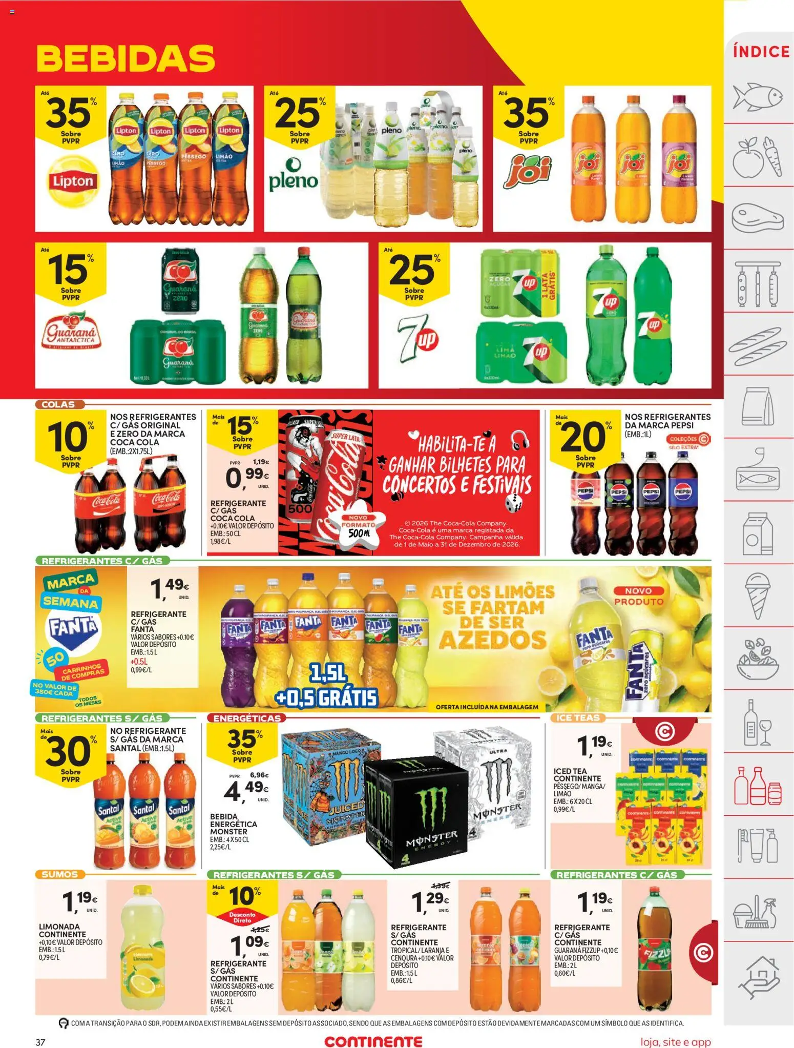 Continente folheto │ válido de 04/08/2026 | Página: 37 | Produtos: Limões, Refrigerante, Fanta, Açúcar