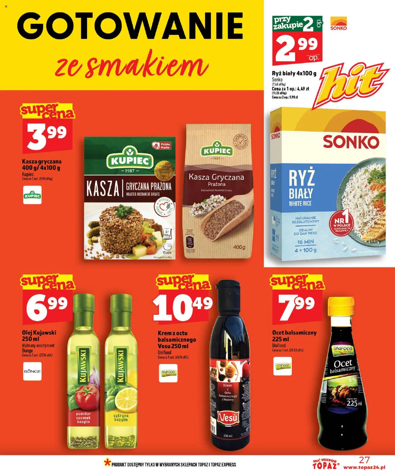 Topaz gazetka - Ceny małe na stałe od 18.06.2026 | Strona: 27 | Produkty: Olej kujawski, Olej, Ryż, Krem