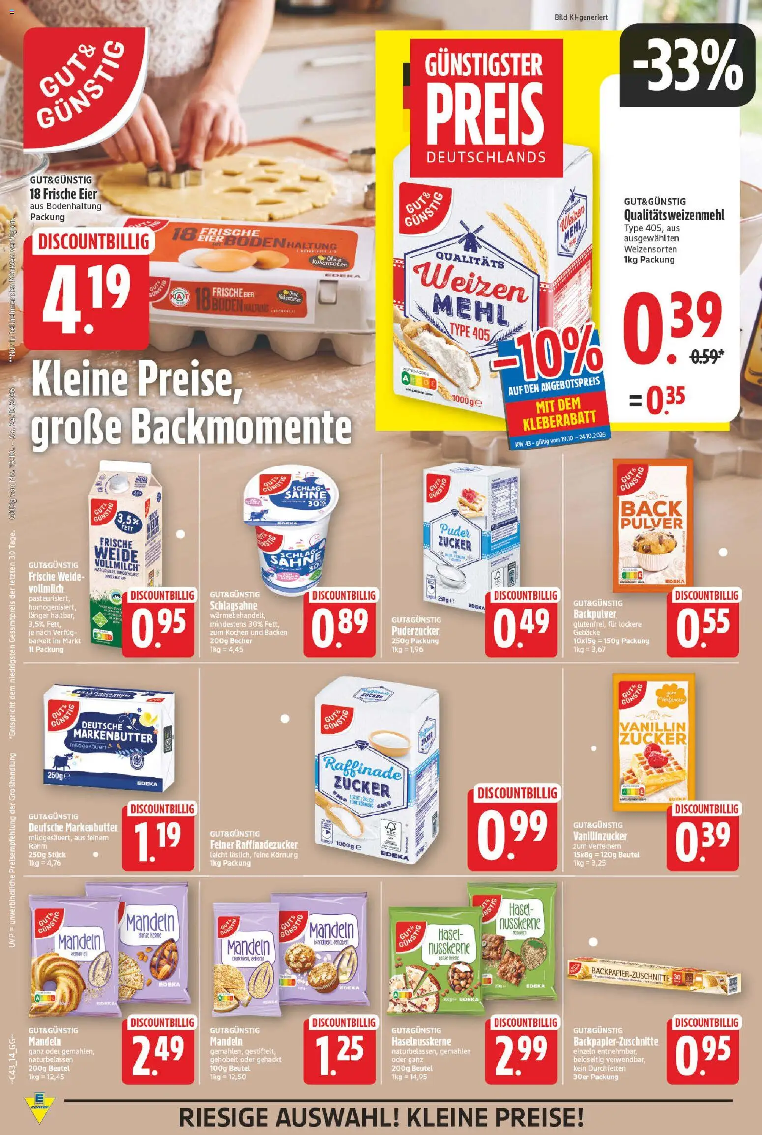 E center Prospekt – gültig ab 19.10.2026 | Seite: 14 | Produkte: Mehl, Mandeln, Zucker, Sahne