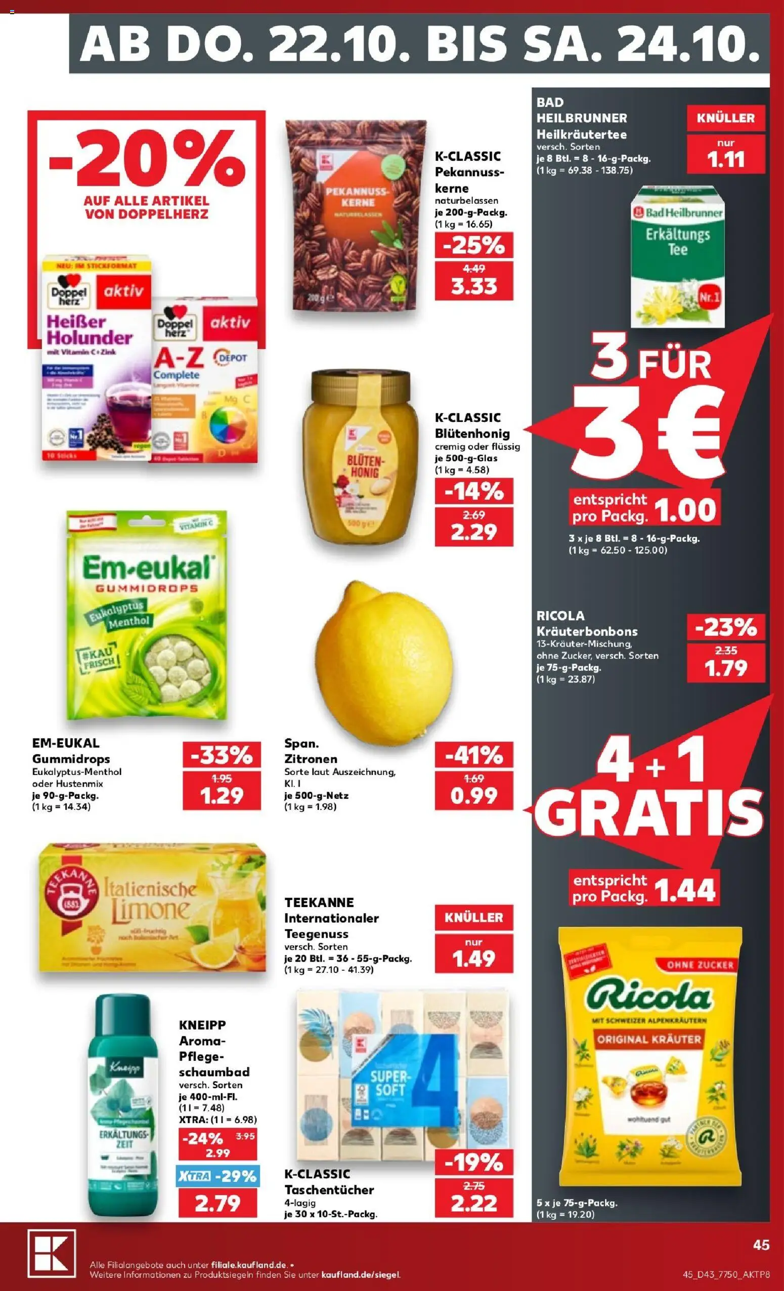 Kaufland Prospekt Bremen – gültig ab 19.10.2026 | Seite: 45 | Produkte: Taschentücher, Bad, Zucker, Zitronen