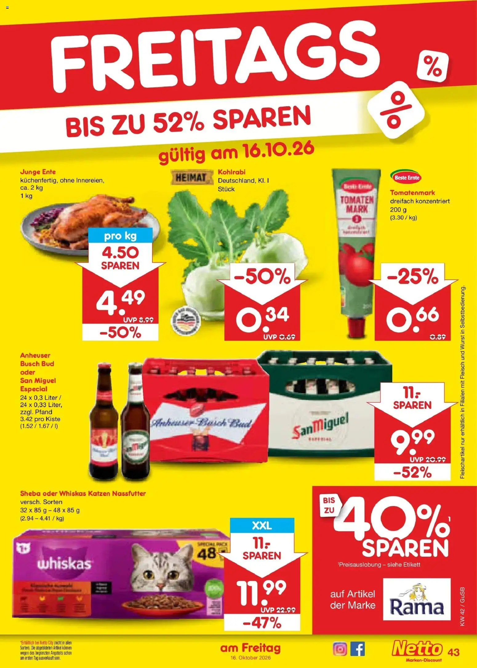 Netto Marken-Discount Prospekt Machern (ab 12.10.2026) » Angebote | Seite: 59 | Produkte: Sheba, Kohlrabi, Tomaten, Wurst