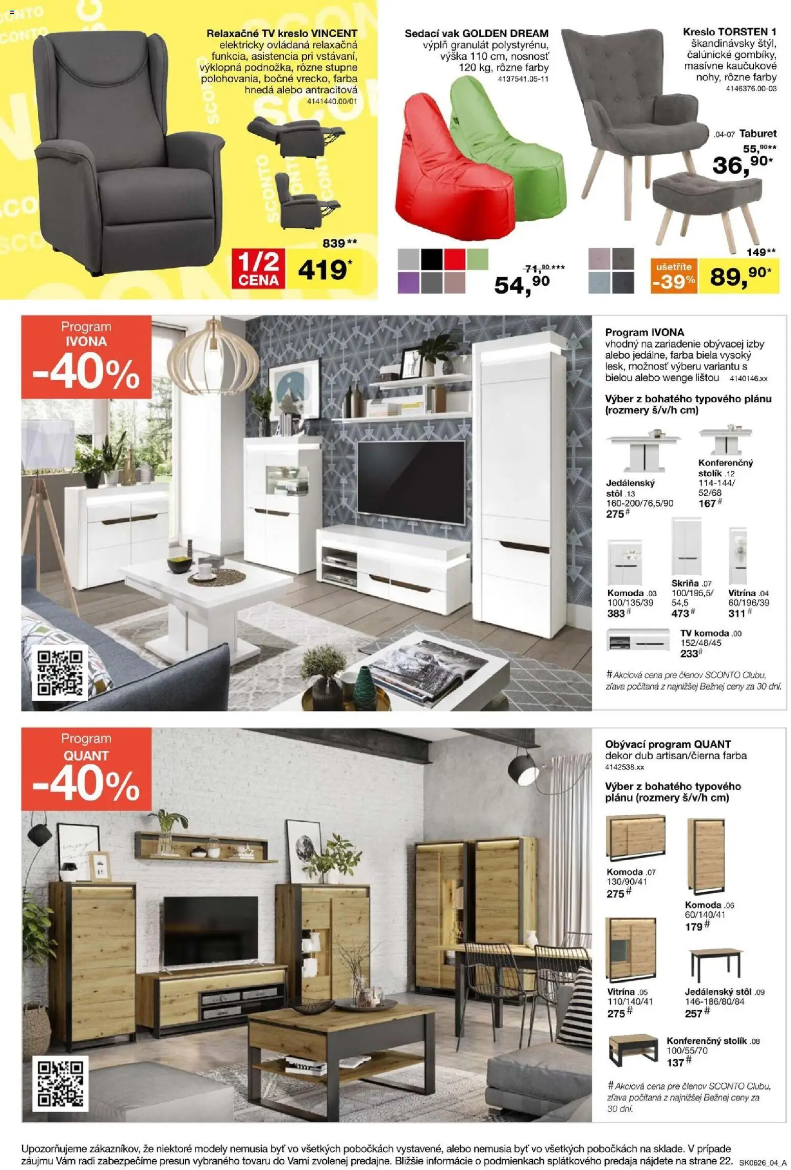 Nové Sconto nábytok akcie – leták je platný od 22.04.2026 | Strana: 4 | Produkty: Tv, Skriňa, Jedálenský stôl, Stôl