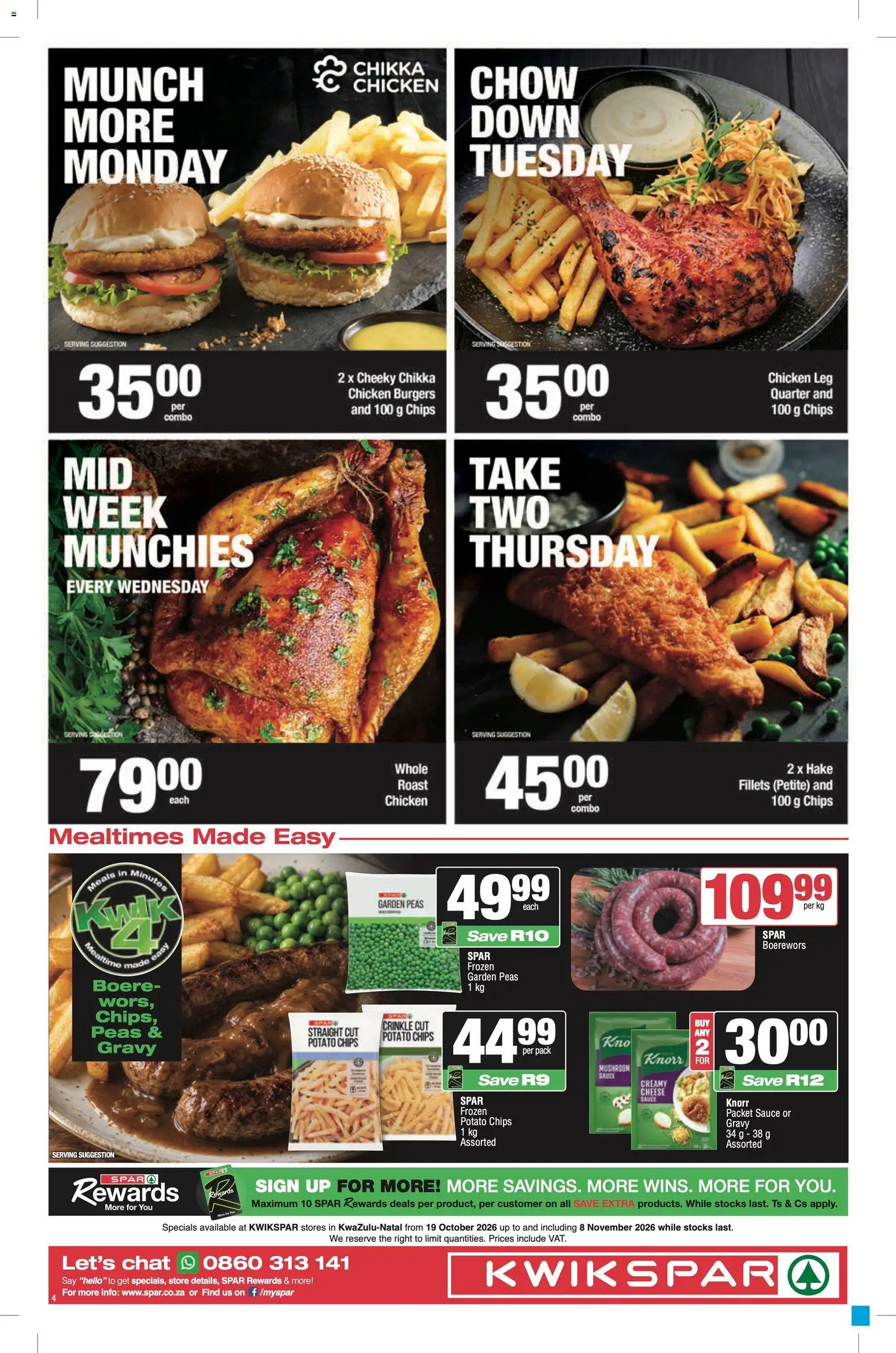 New KWIKSPAR catalogue – valid from 19/10/2026 | Page: 4 | Products: Cheese, Chicken, Gravy, Sauce