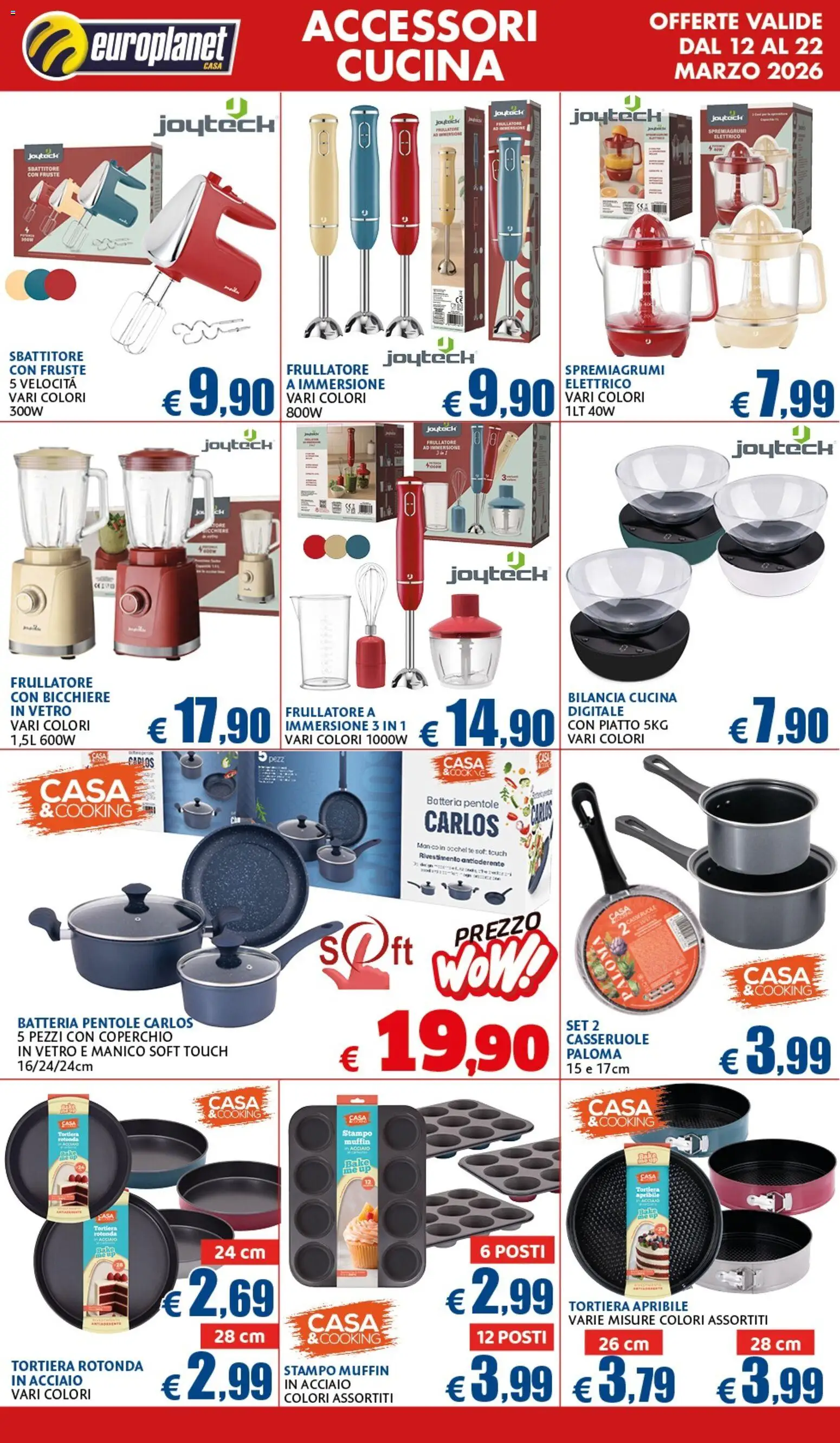 Volantino Europlanet Casa del 12.03.2026 | Pagina: 11 | Prodotti: Sbattitore, Piatto, Batteria, Frullatore ad immersione