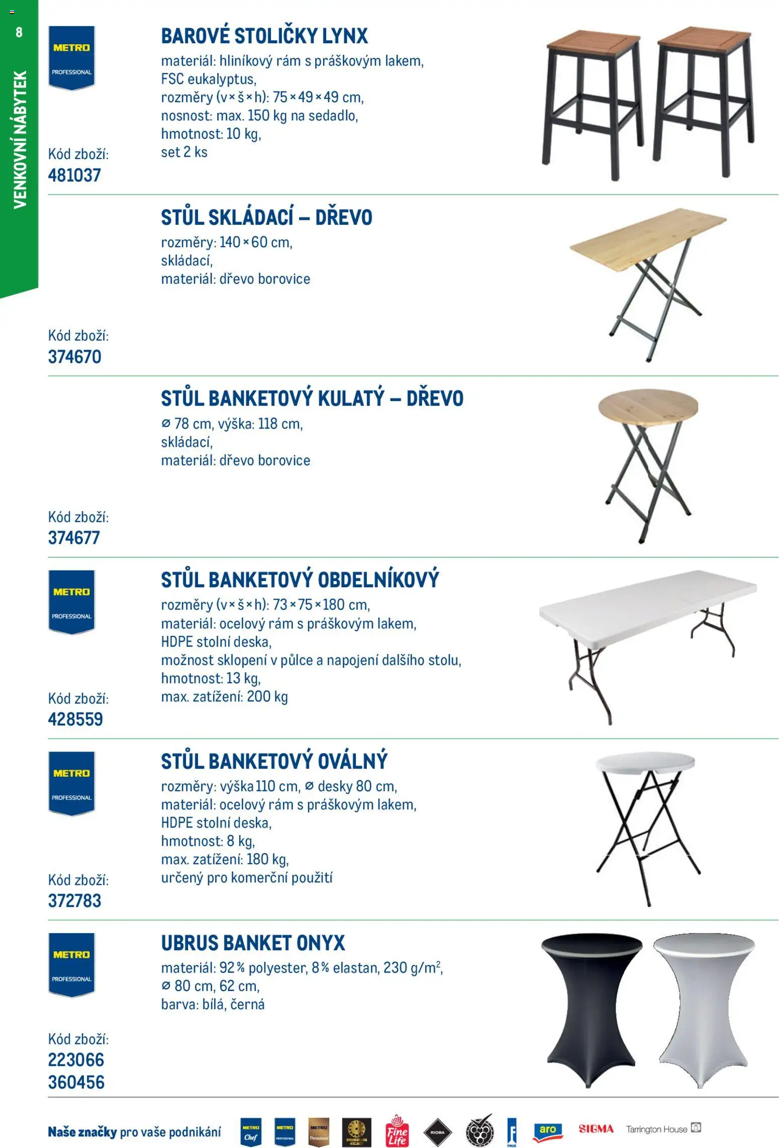 Makro leták - Venkovní vybavení od 05.03.2026 | Strana: 8 | Produkty: Nábytek, Stůl, Desky, Ubrus