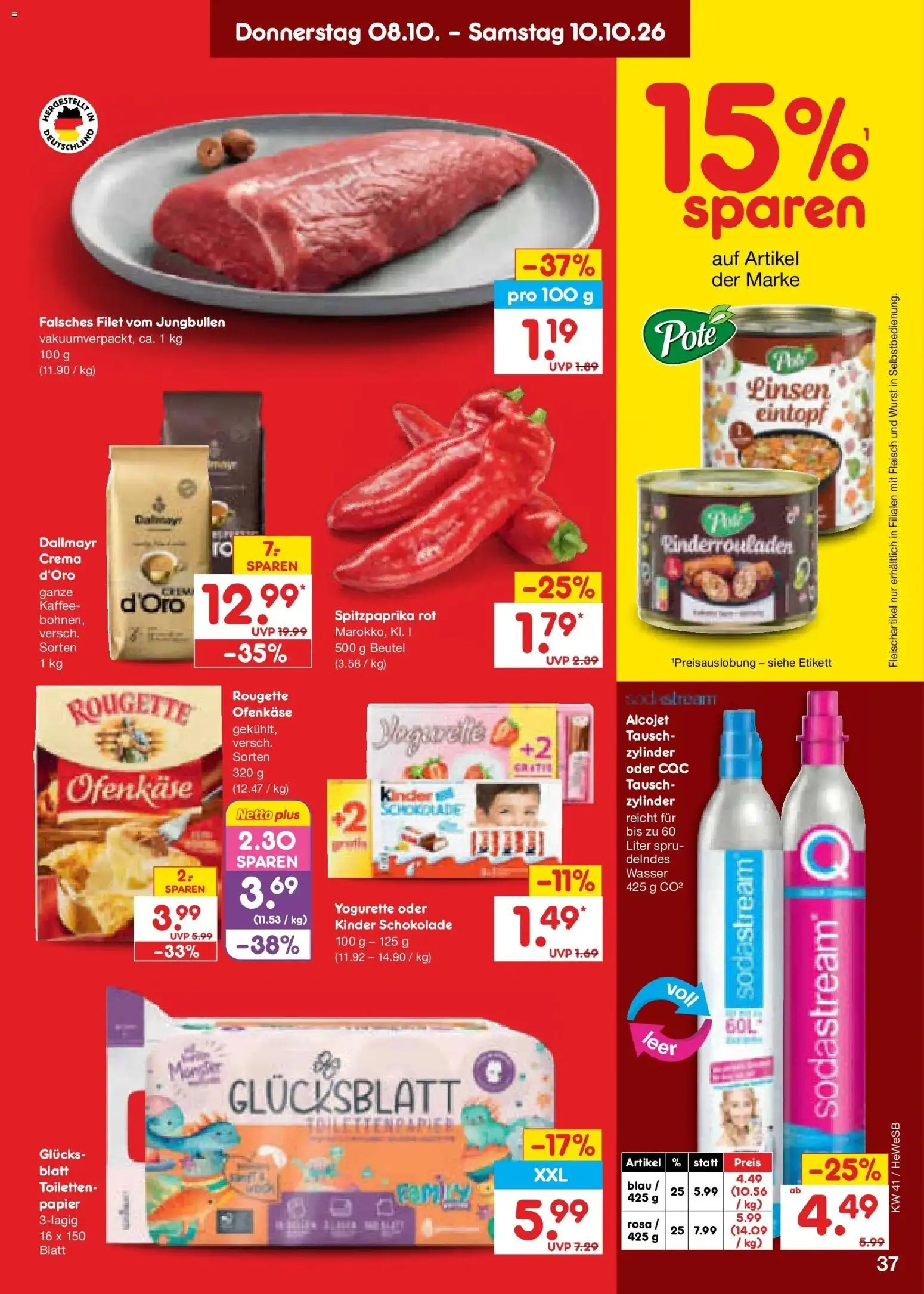 Netto Marken-Discount Prospekt Hamburg (ab 05.10.2026) » Angebote | Seite: 47 | Produkte: Yogurette, Schokolade, Rougette ofenkase, Dallmayr