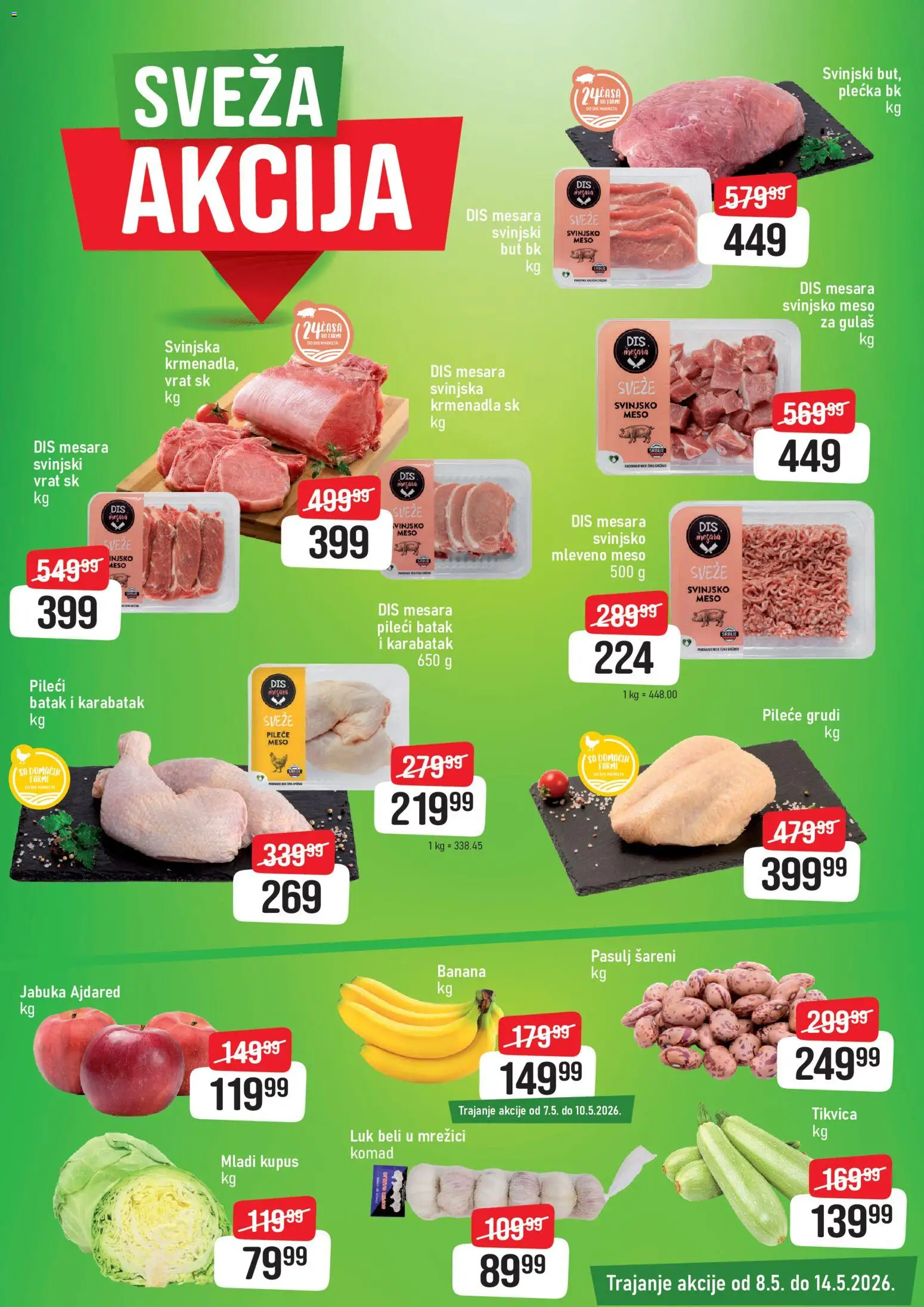 Super DIS katalog - važi od 08.05.2026 | Strana: 3 | Proizvode: Pileće grudi, Kupus, Svinjski vrat, Pileći batak