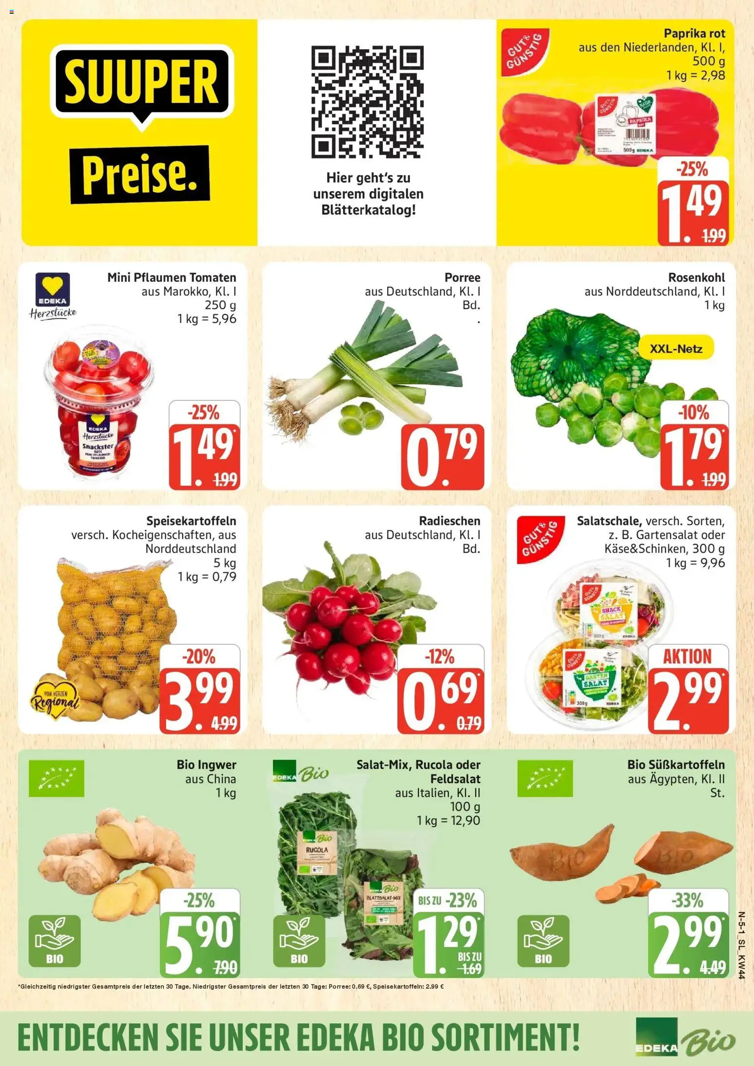 Edeka Prospekt Schleswig (ab 26.10.2026) » Angebote Online | Seite: 5 | Produkte: Paprika rot, Rucola, Tomaten, Salat