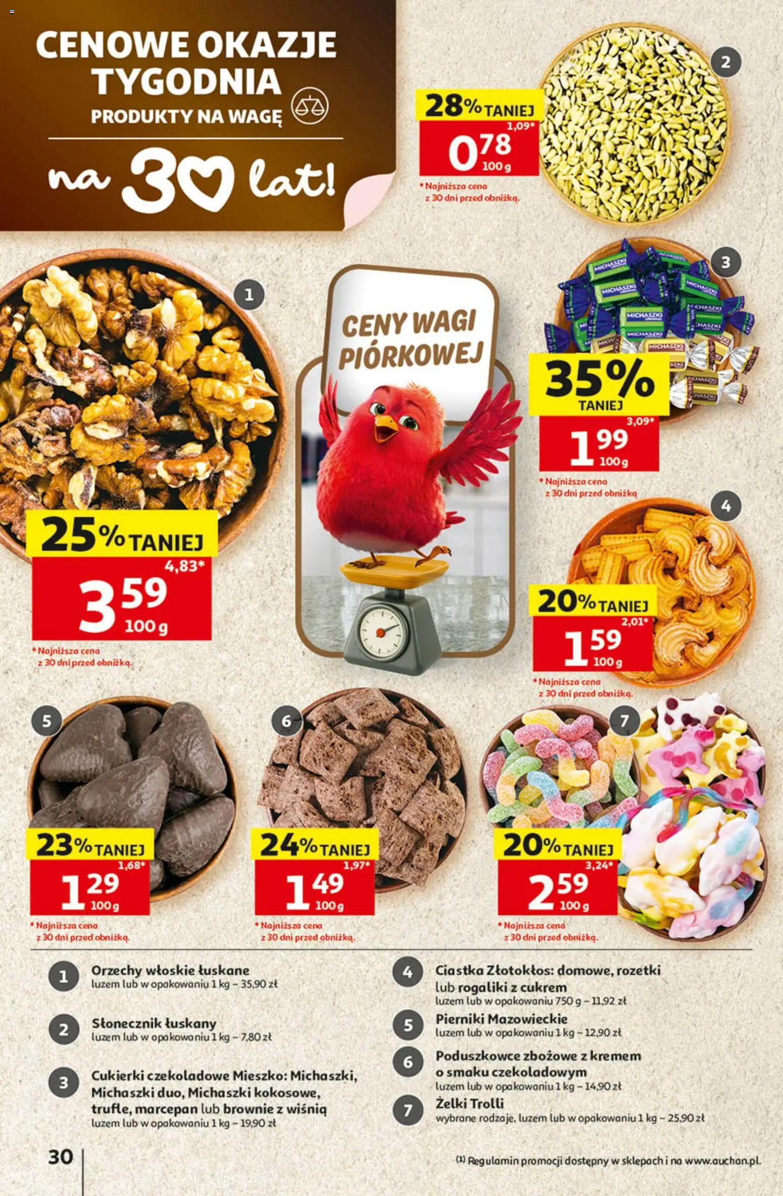 Auchan gazetka - 30 Lat Hipermarket od 24.09.2026 | Strona: 30 | Produkty: Orzechy włoskie, Żelki, Brownie, Cukierki
