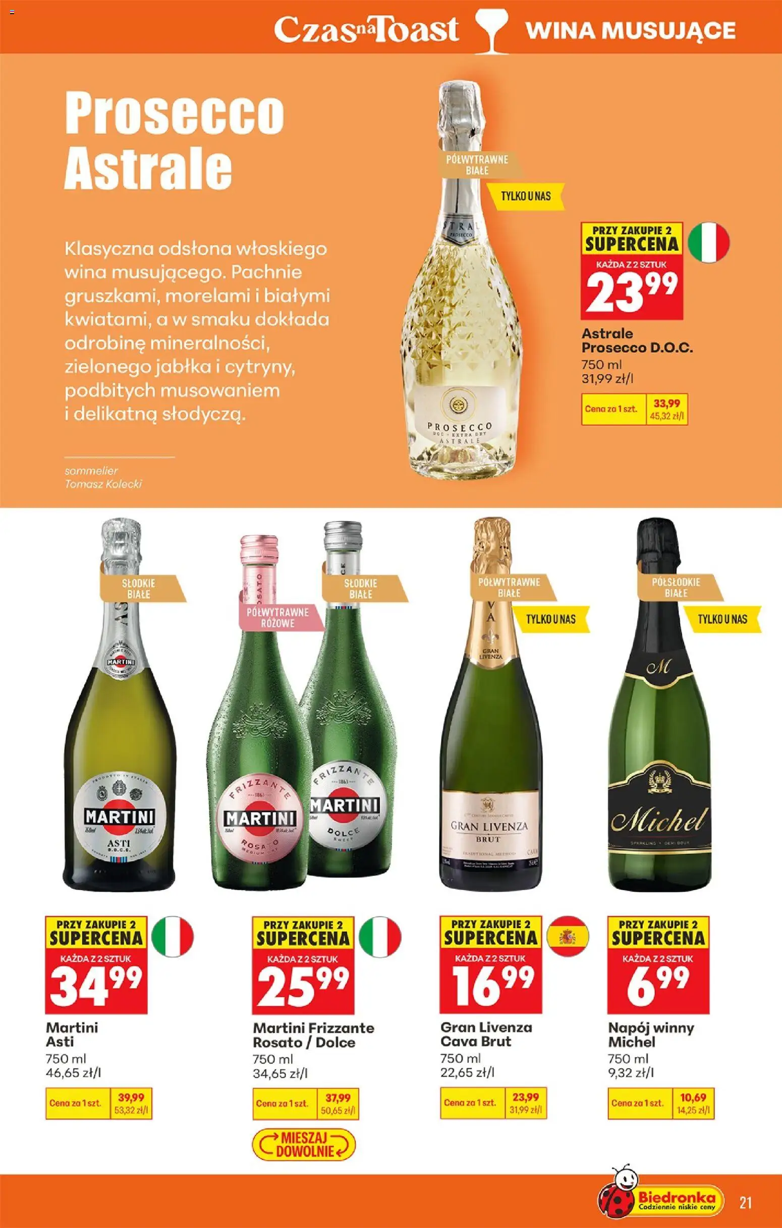 Biedronka Polsko leták - Czas na toast od 20.04.2026 | Strana: 21 | Produkty: Prosecco, Jablka, Martini, Frizzante
