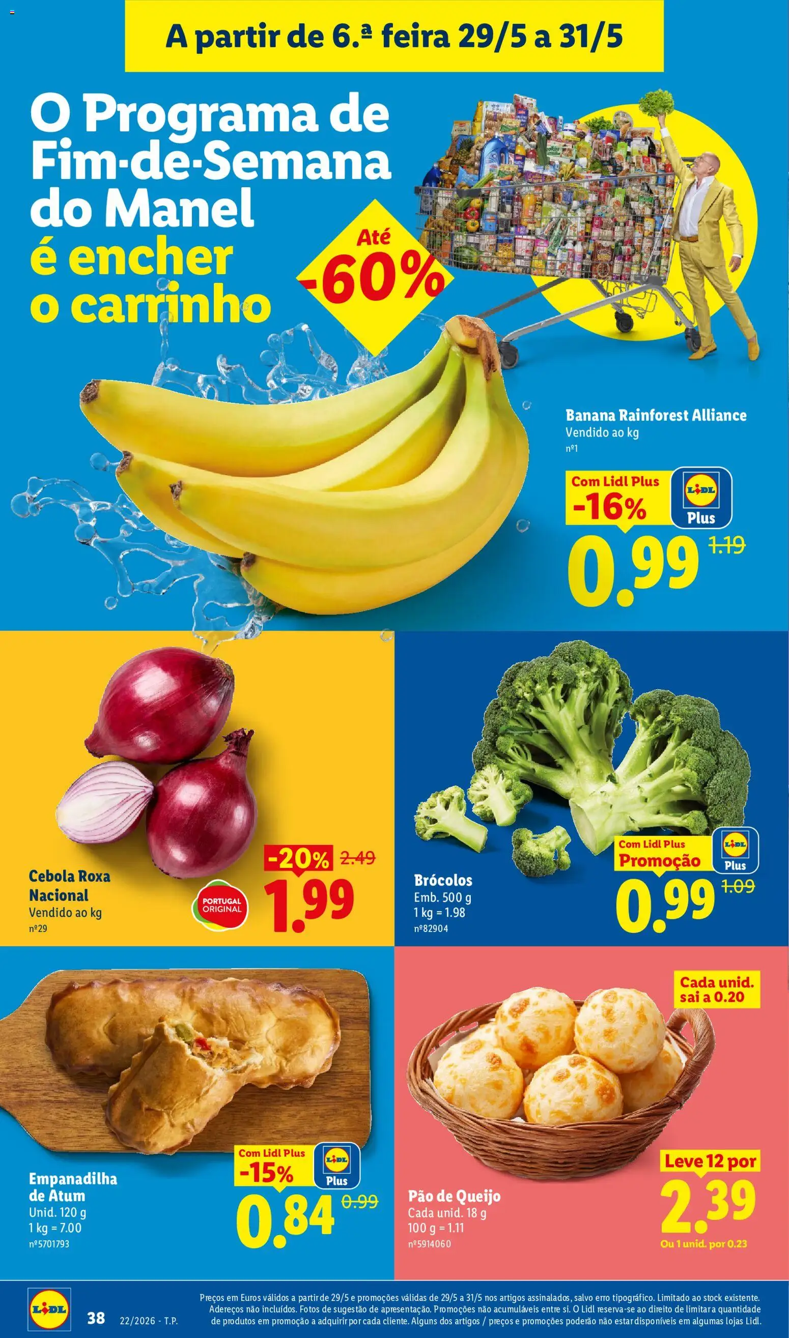 Lidl folheto │ válido de 25.05.2026 | Página: 38 | Produtos: Brócolos, Atum, Pão de queijo, Cebola