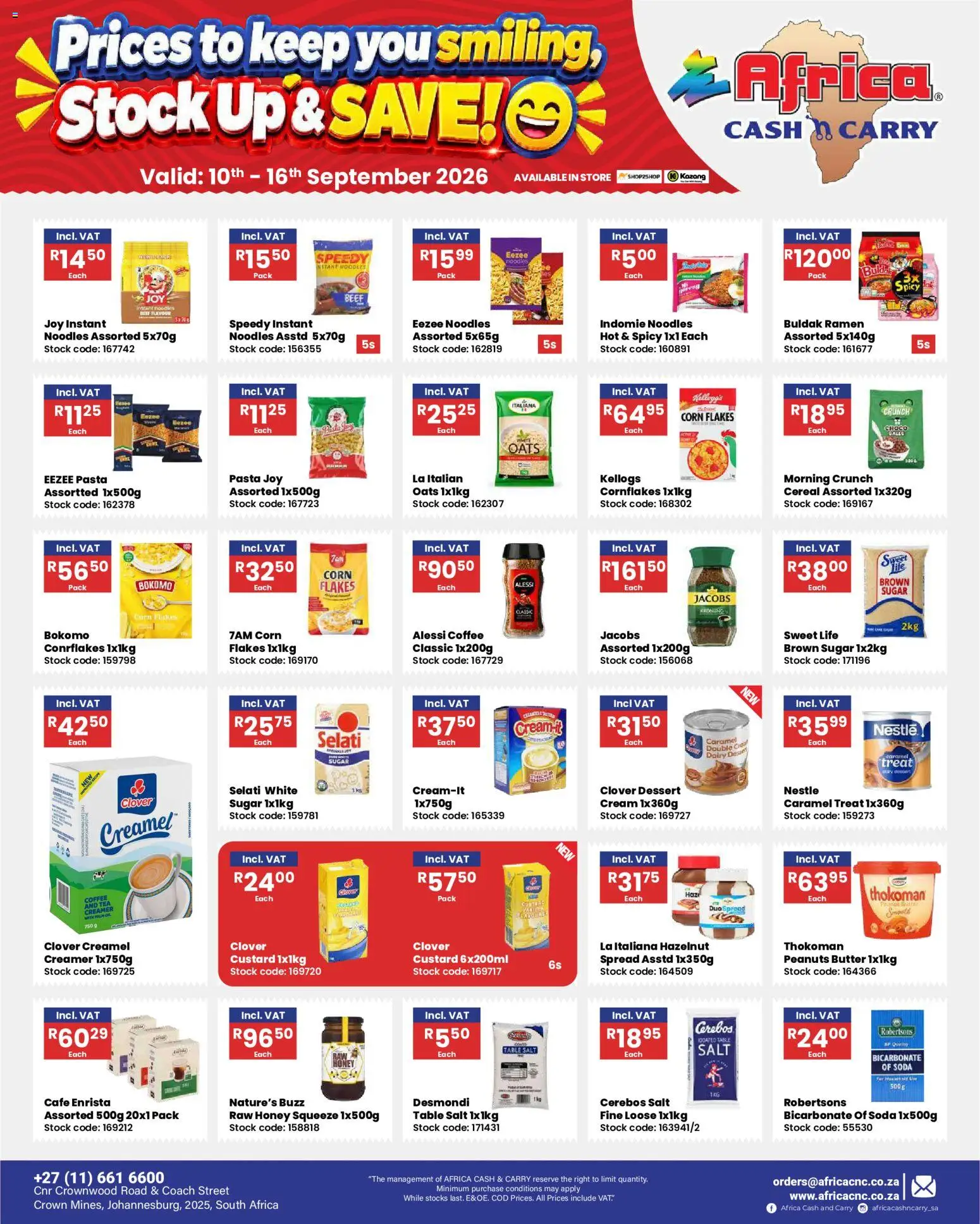 New Africa Cash & Carry catalogue – valid from 10/09/2026 | Page: 28 | Products: Dessert, Butter, Flakes, Sugar