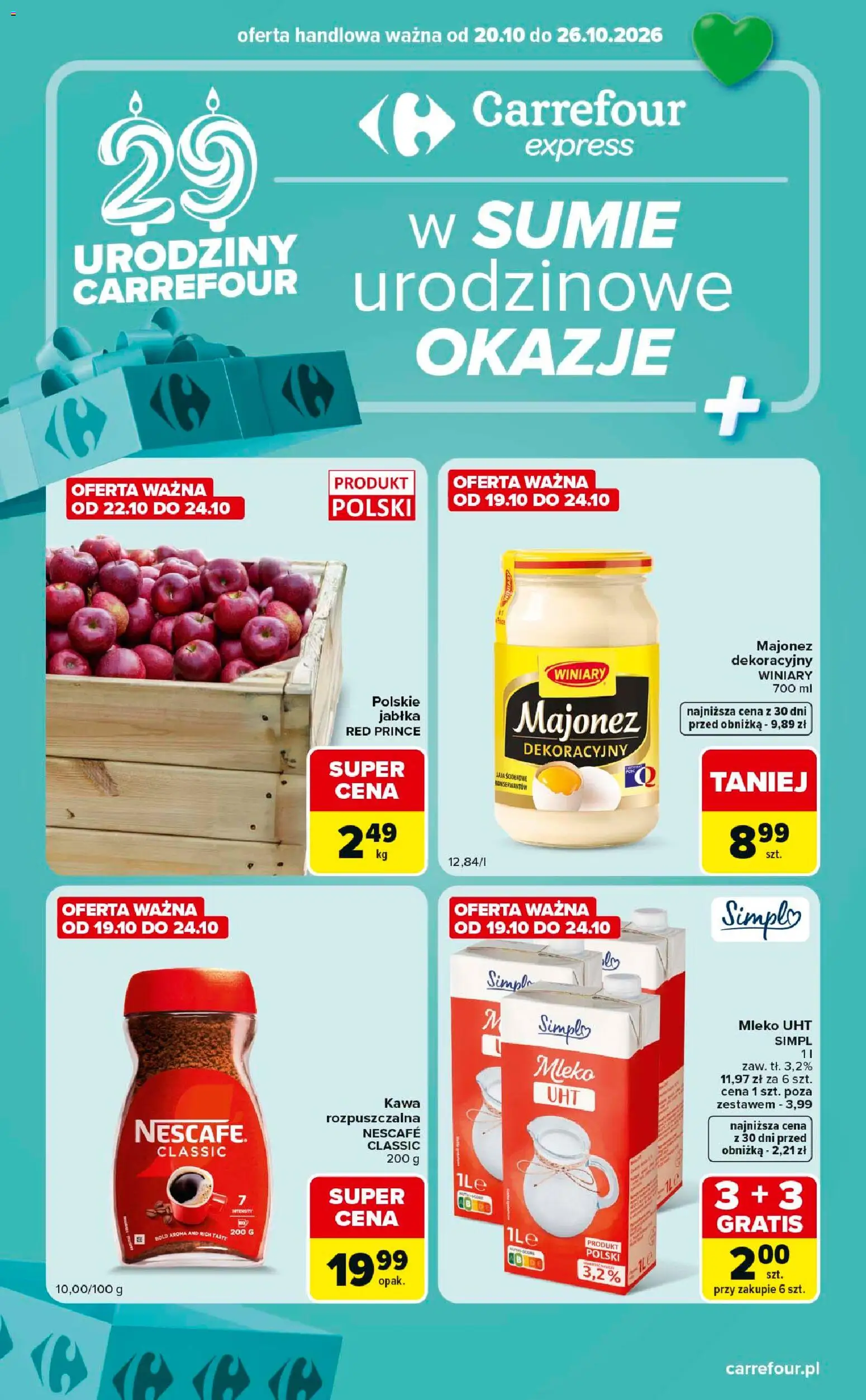 Carrefour gazetka - Express od 20.10.2026 | Strona: 1 | Produkty: Nescafe, Kawa, Jabłka, Majonez