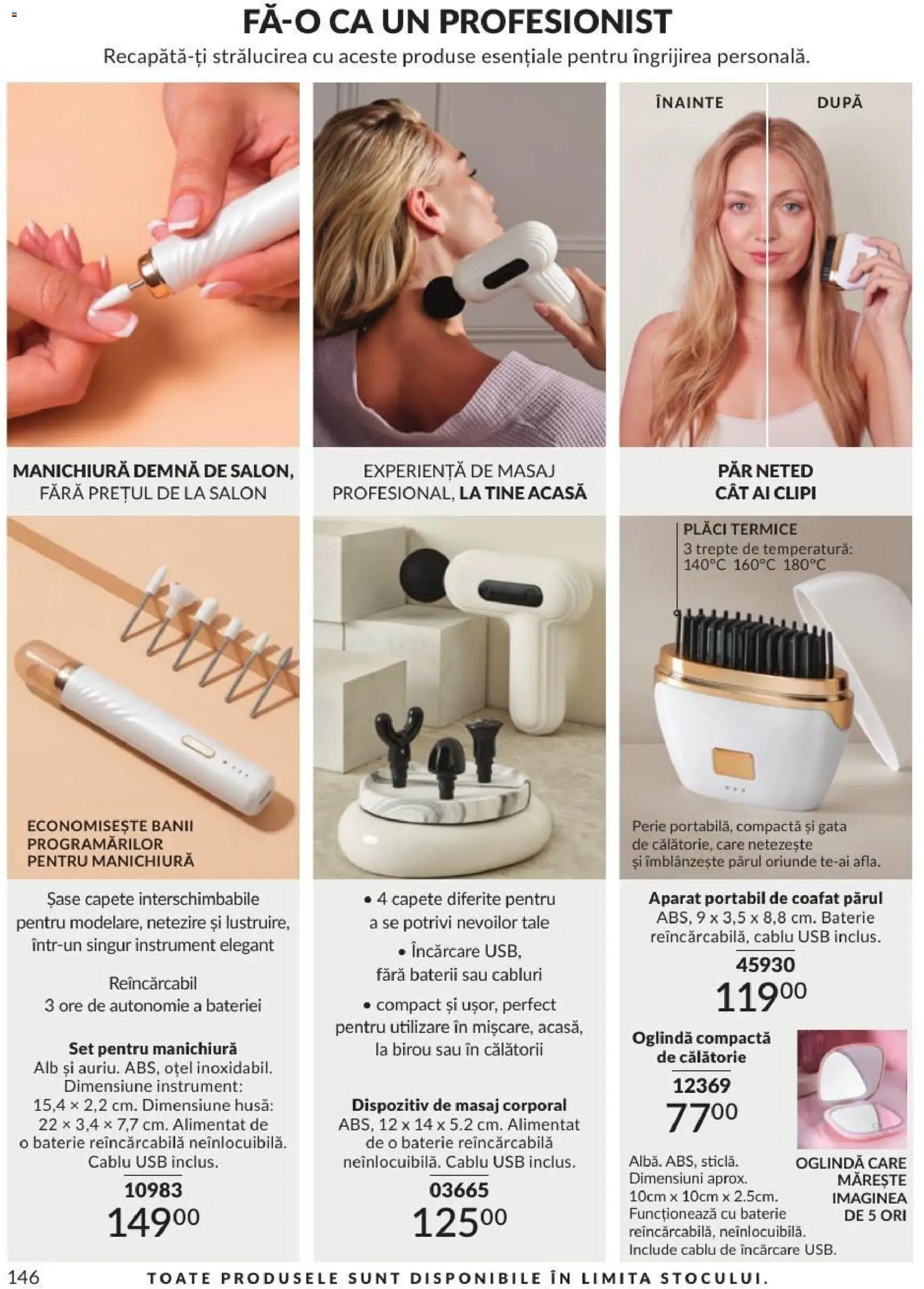 Noul catalog Avon – valabil de la 01.09.2026 | Pagină: 146 | Produse: Cablu USB, Aparat, Oglindă, Perie