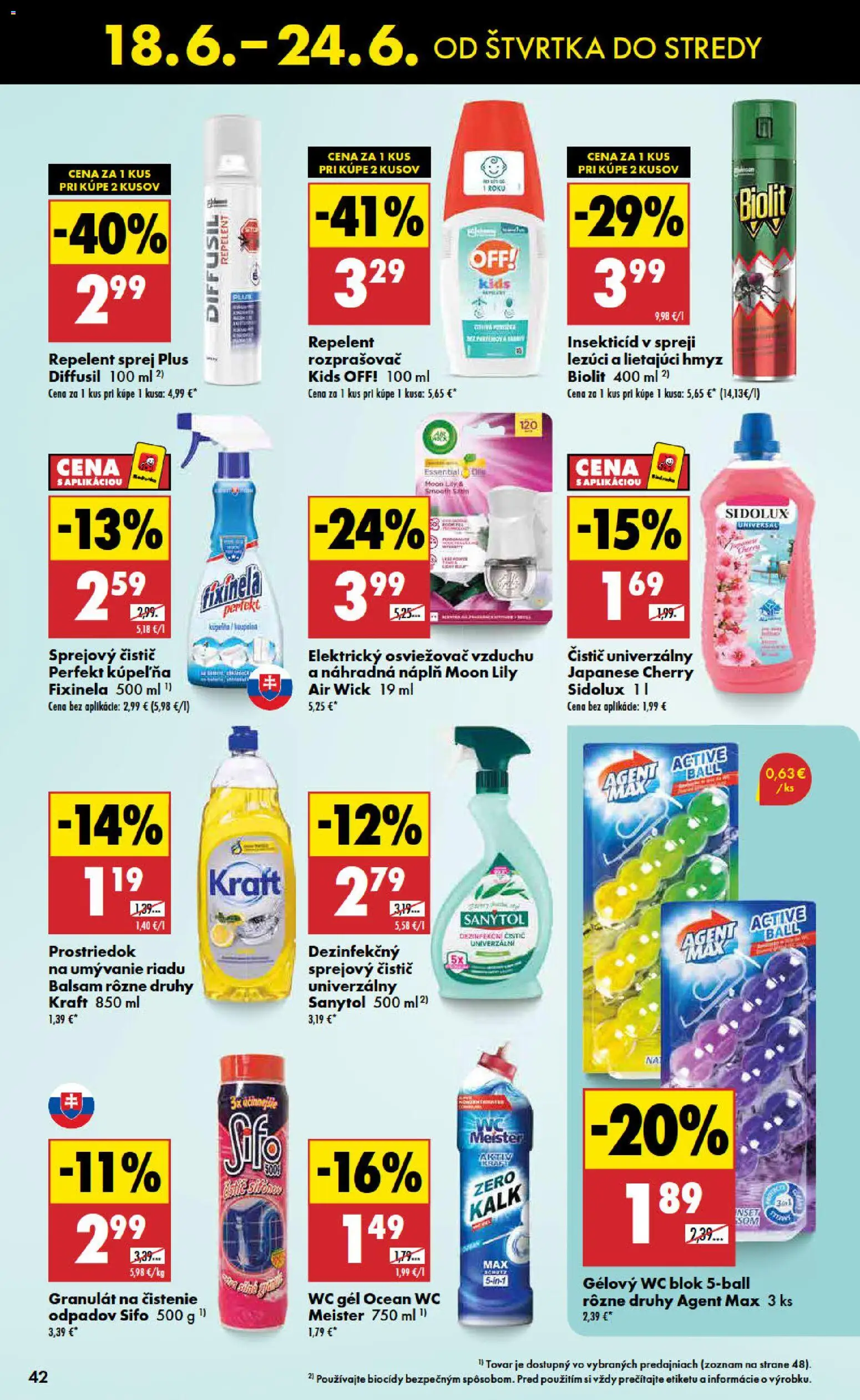 Nové Biedronka akcie – leták je platný od 18.06.2026 | Strana: 42 | Produkty: Osviežovač vzduchu, Wc, Sanytol, Air Wick