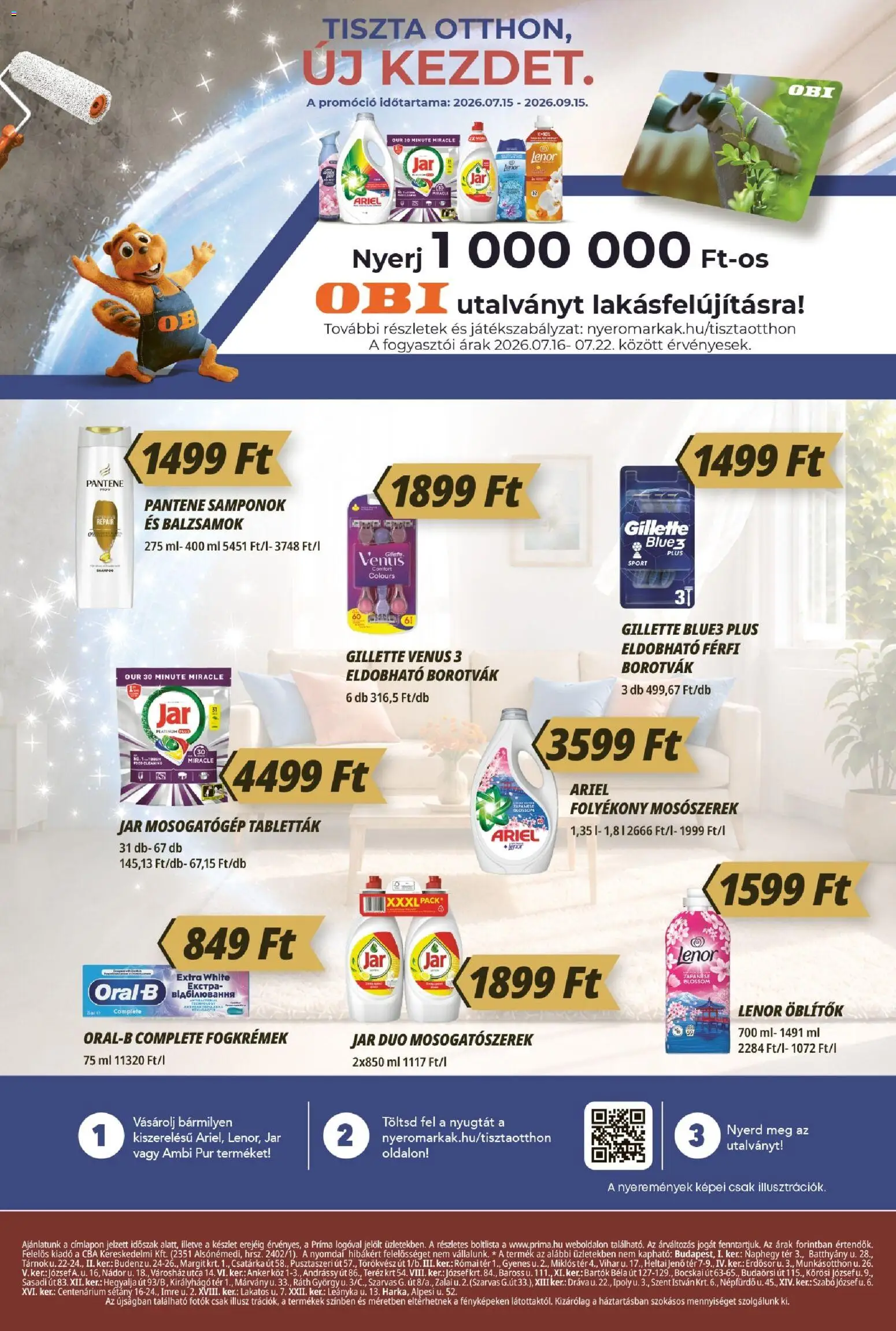 CBA Príma akciós ujság - amely érvényes a következő dátumtól: 2026.07.16. | Oldal: 12 | Termékek: Jar, Gillette, Ambi Pur, Pur