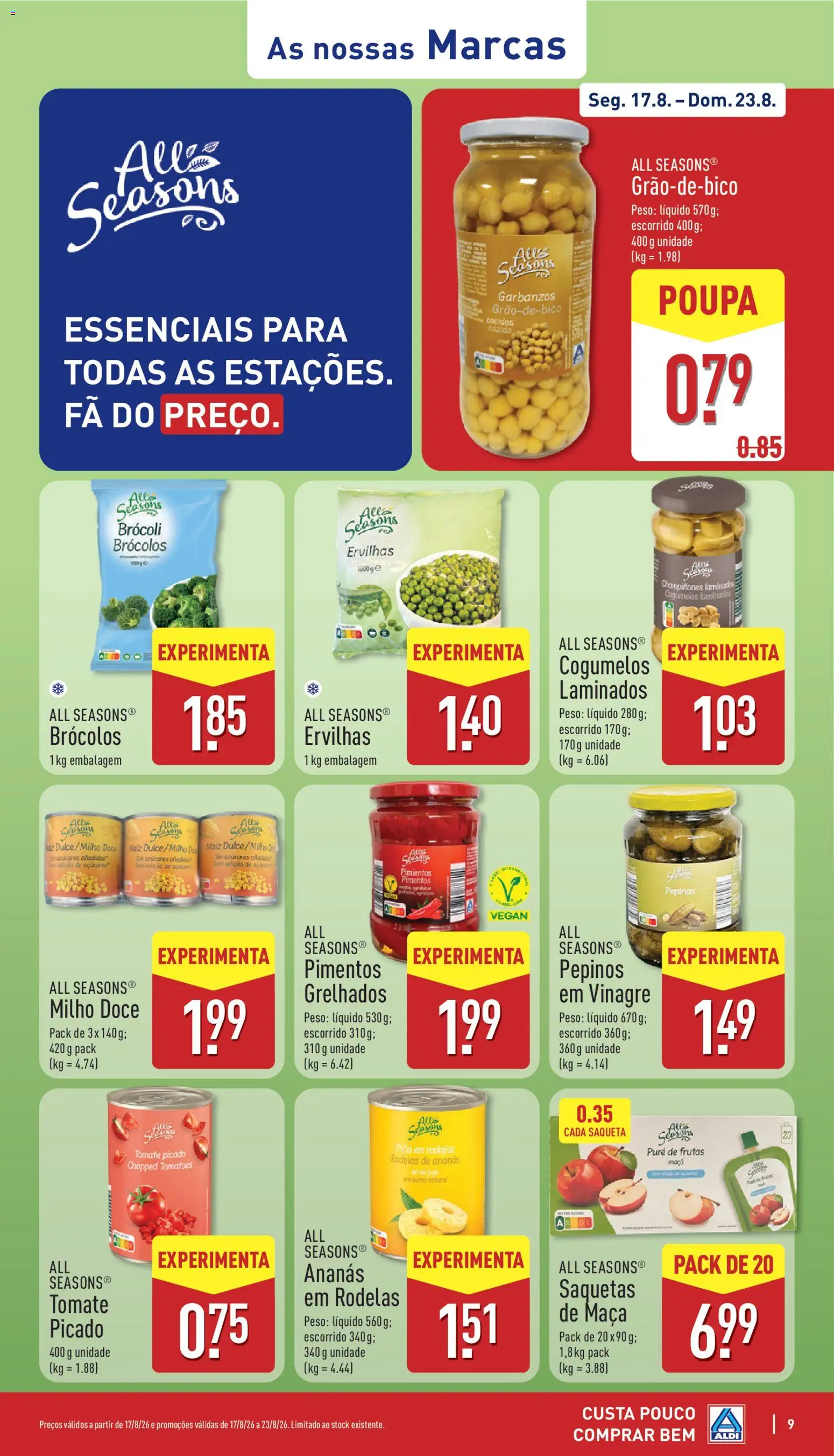 Aldi folheto │ válido de 17/08/2026 | Página: 9 | Produtos: Ananás, Saquetas, Açúcar, Milho
