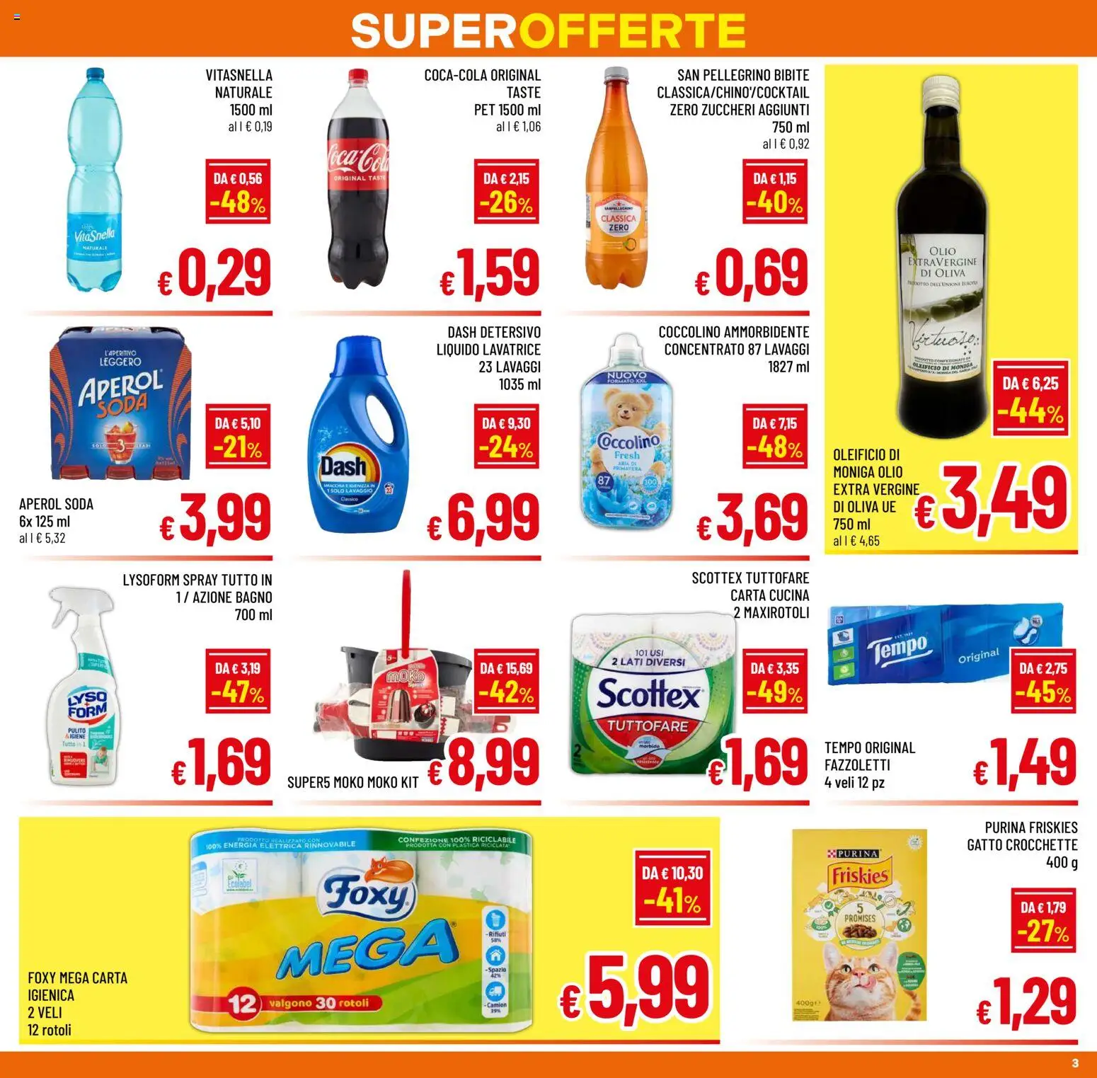 Volantino A&O del 16/09/2026 | Pagina: 3 | Prodotti: Olio, Crocchette, Lavatrice, Aperol