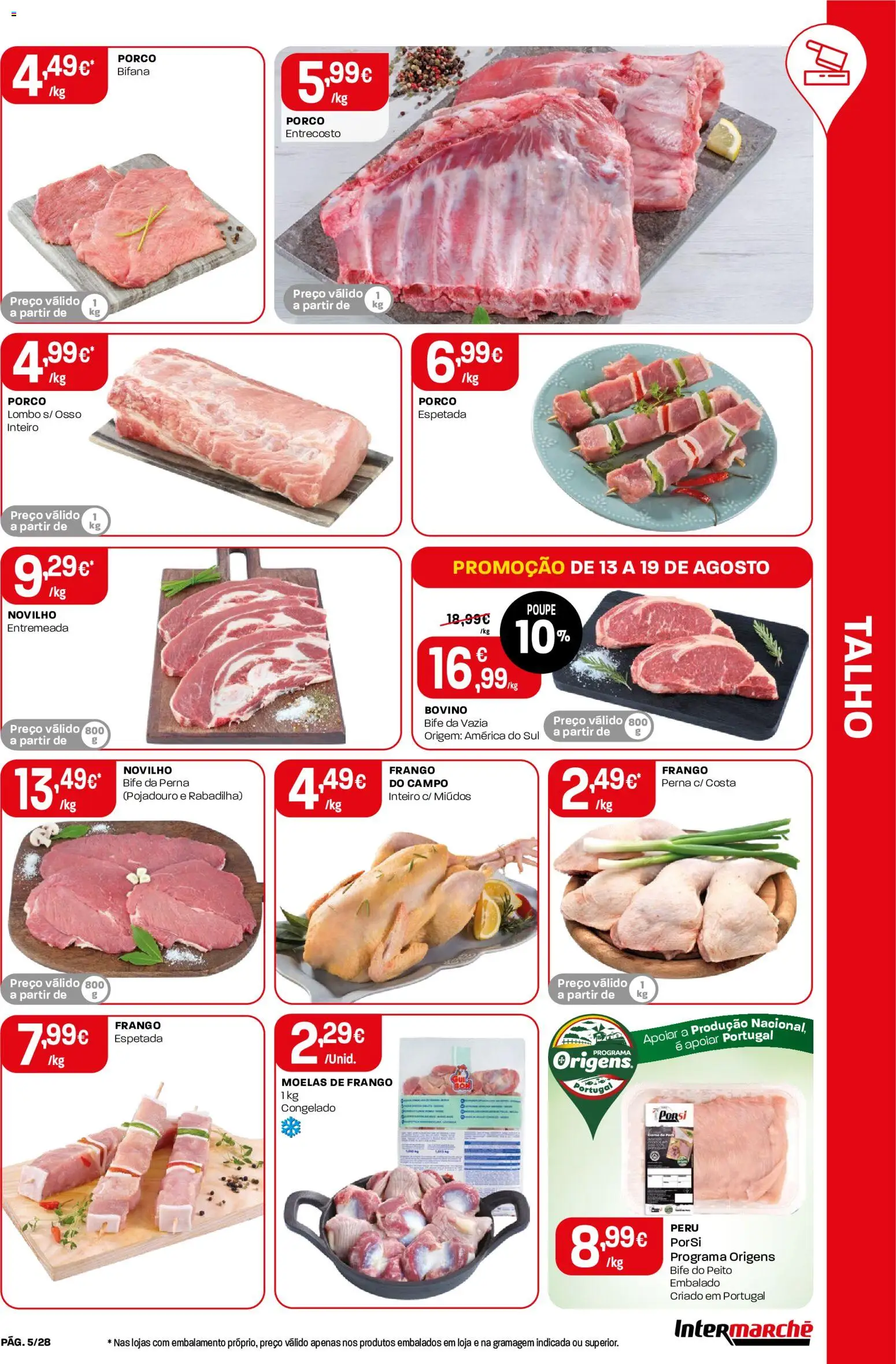 Intermarché Folheto Contact │ válido de 13/08/2026 | Página: 5 | Produtos: Entremeada, Lombo, Bife, Moelas