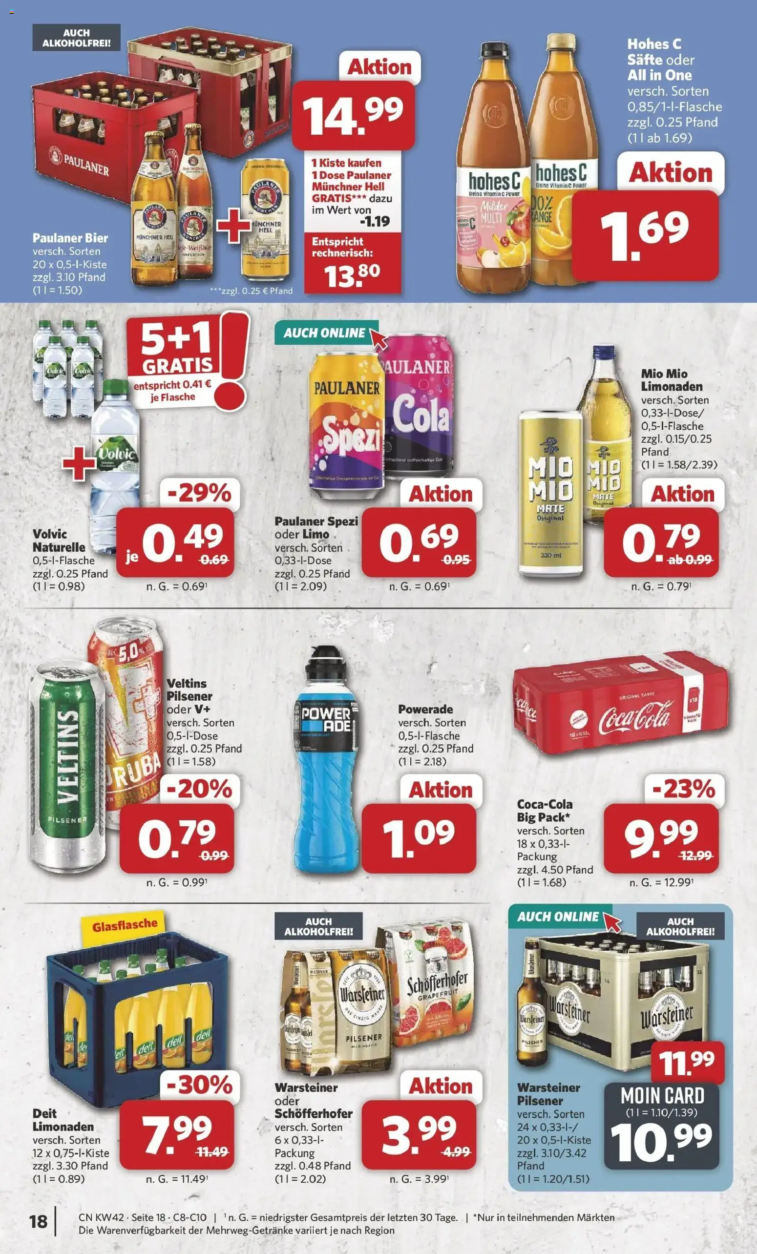 Combi Prospekt Celle – gültig ab 12.10.2026 | Seite: 18 | Produkte: Cola, Hohes c, Volvic, Paulaner