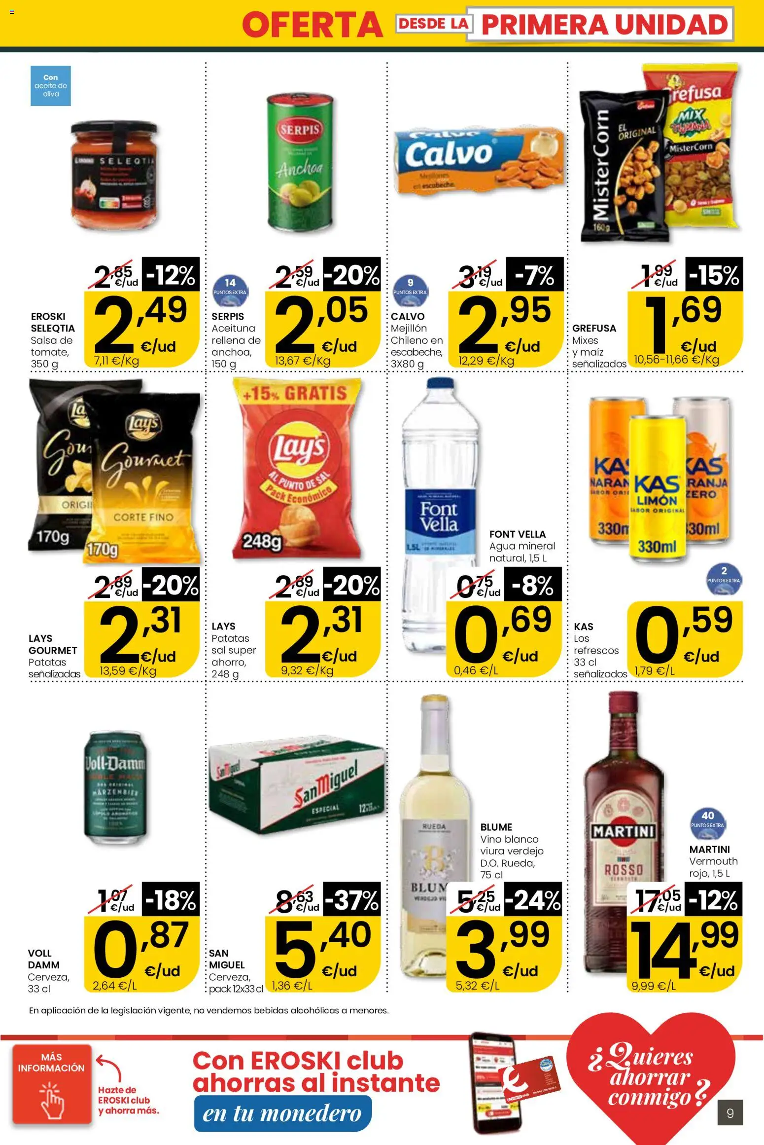 Eroski Quieres ahorrar conmigo │ válido desde el 30.04.2026 | Página: 9 | Productos: Aceite, Vino, Anchoa, Agua mineral