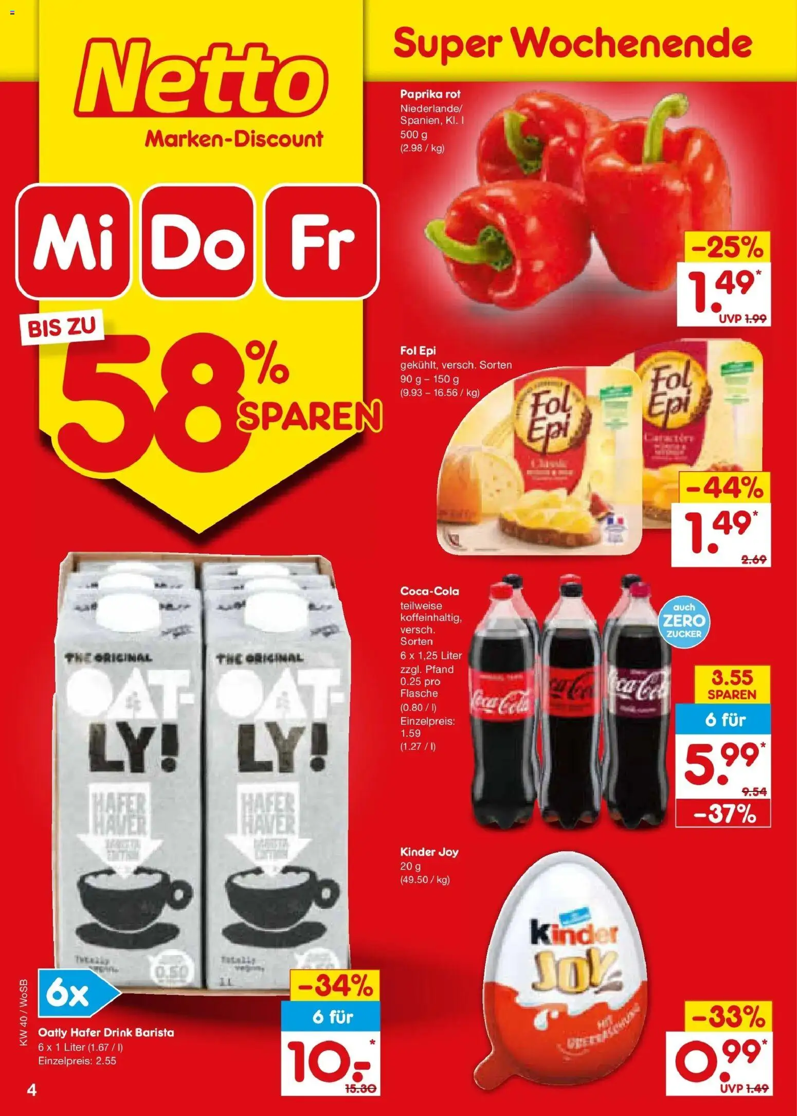 Netto Marken-Discount Prospekt Mannheim – gültig ab 28.09.2026 | Seite: 56 | Produkte: Paprika rot, Kinder joy, Paprika, Zucker