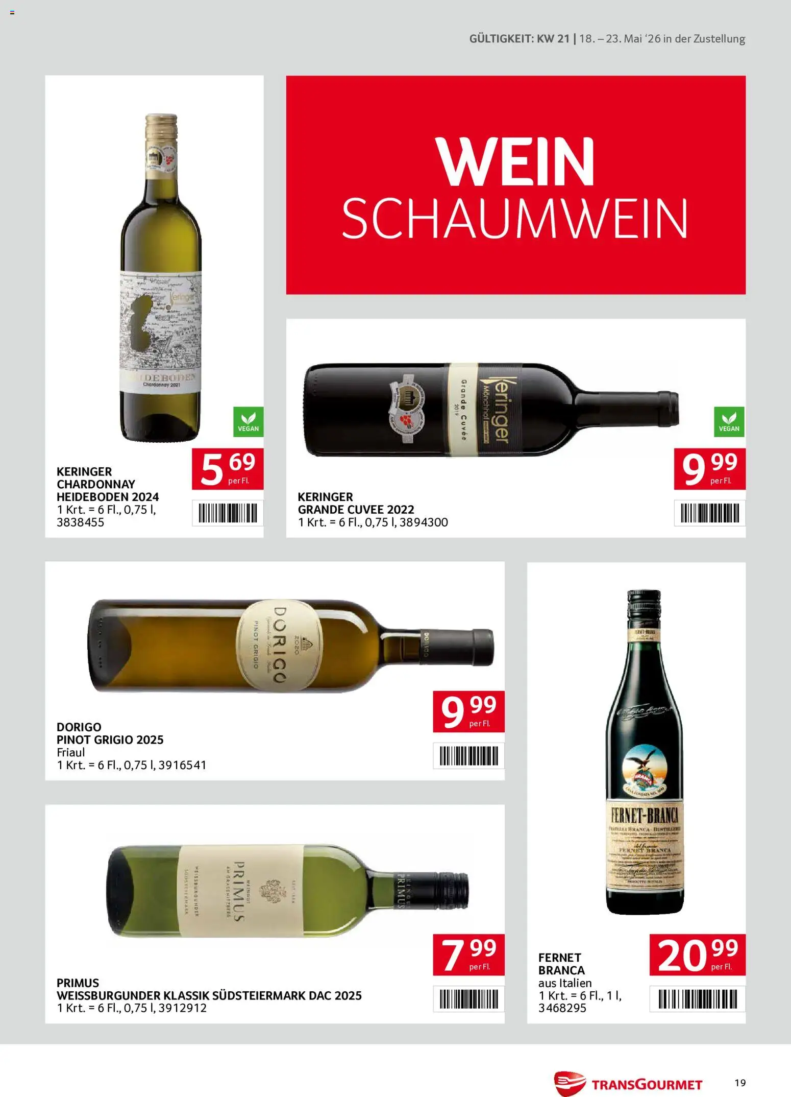 Transgourmet Zustellaktion gültig ab 18.05.2026 | Seite: 19 | Produkte: Wein