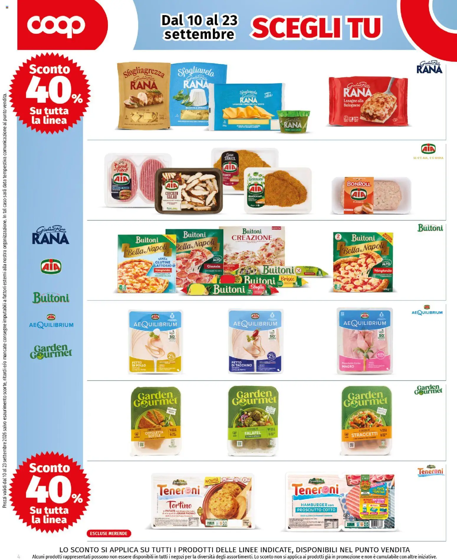 Volantino COOP del 10/09/2026 | Pagina: 4 | Prodotti: Pollo, Prosciutto, Vitello, Lasagne