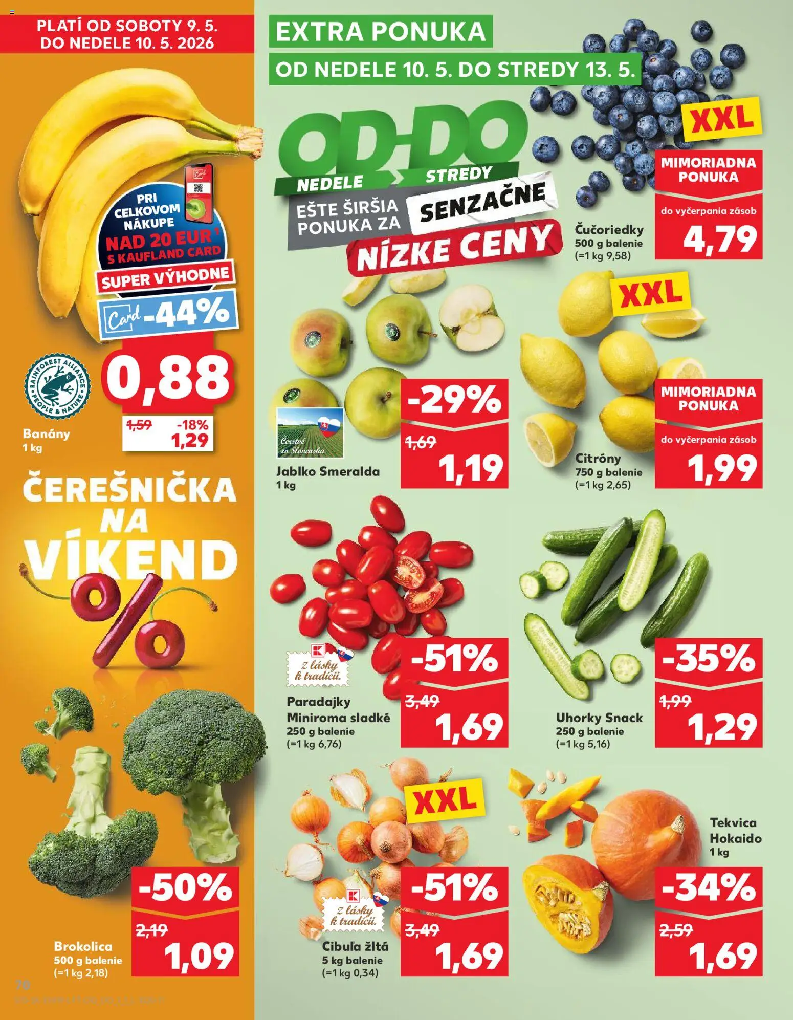 Nové Kaufland akcie – leták je platný od 07.05.2026 | Strana: 70 | Produkty: Apple, Brokolica, Čučoriedky, Cibuľa