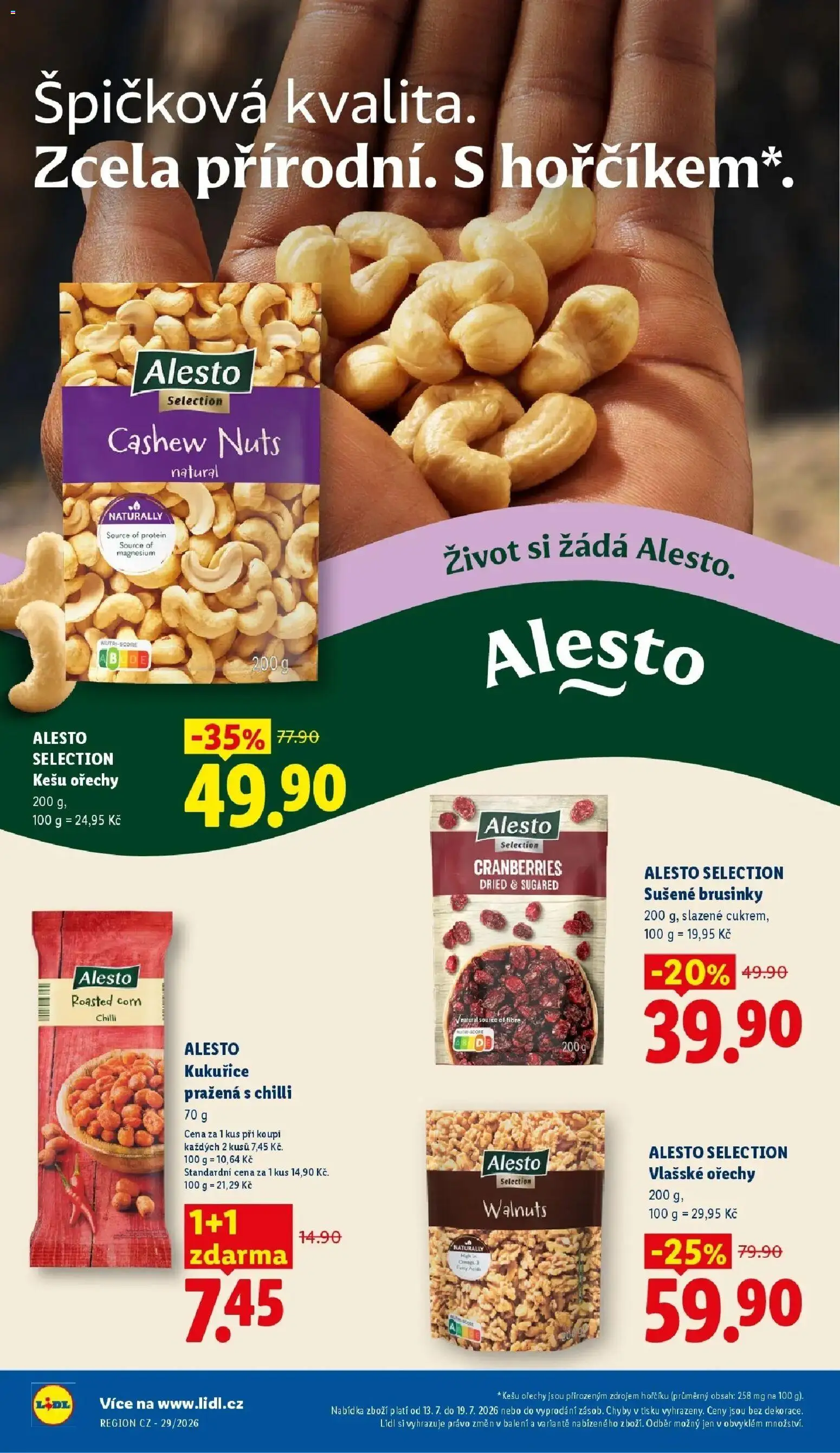 Lidl aktuální leták od 13.07.2026 | Strana: 3 | Produkty: Kešu, Chilli, Brusinky, Protein