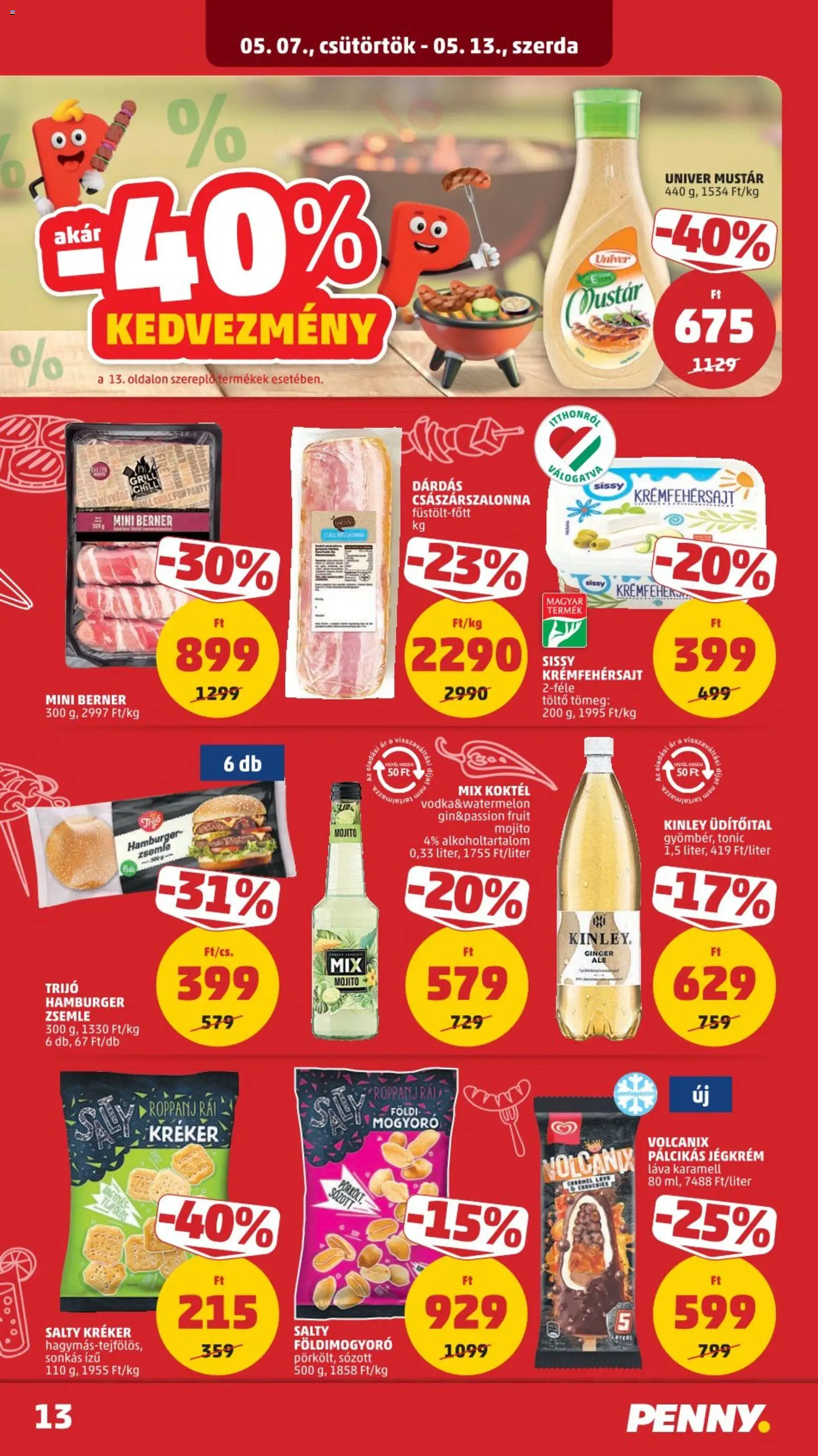 PENNY akciós ujság - amely érvényes a következő dátumtól: 07.05.2026 | Oldal: 15 | Termékek: Hamburger zsemle, Grill, Kréker, Jégkrém