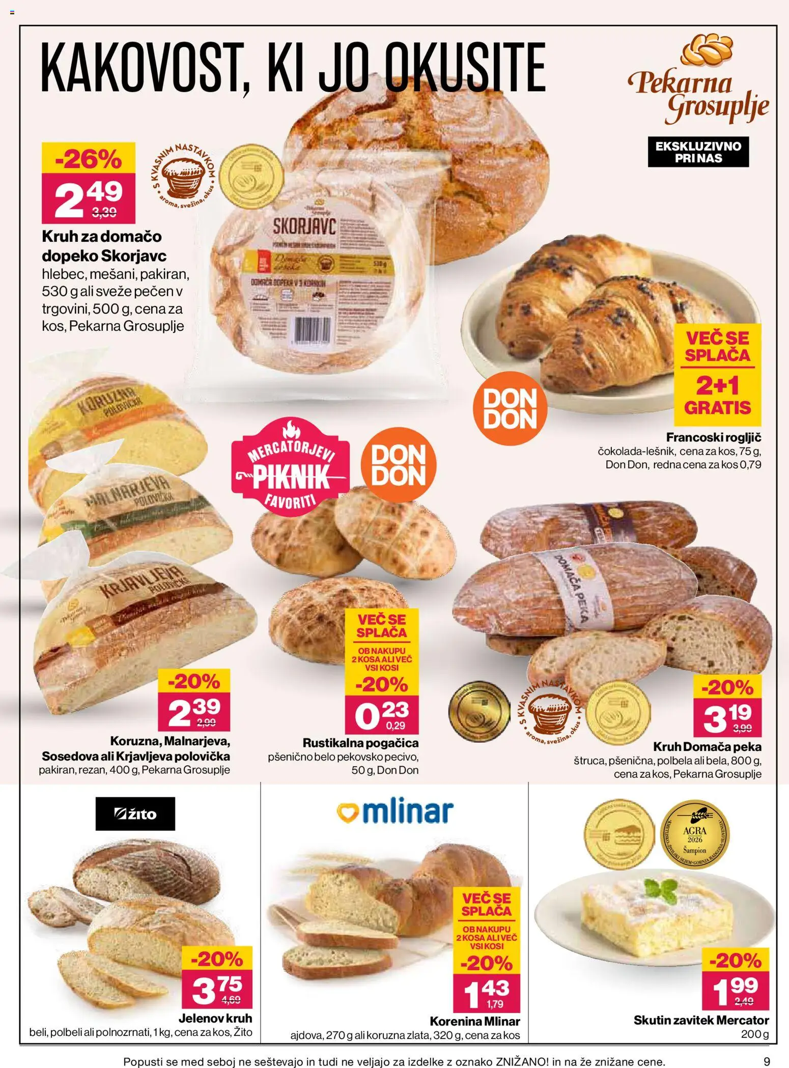 Novi Mercator katalog ponudbe – veljaven od 13.08.2026 | Stran: 9 | Izdelki: Med, Pekarna, Kos, Kruh