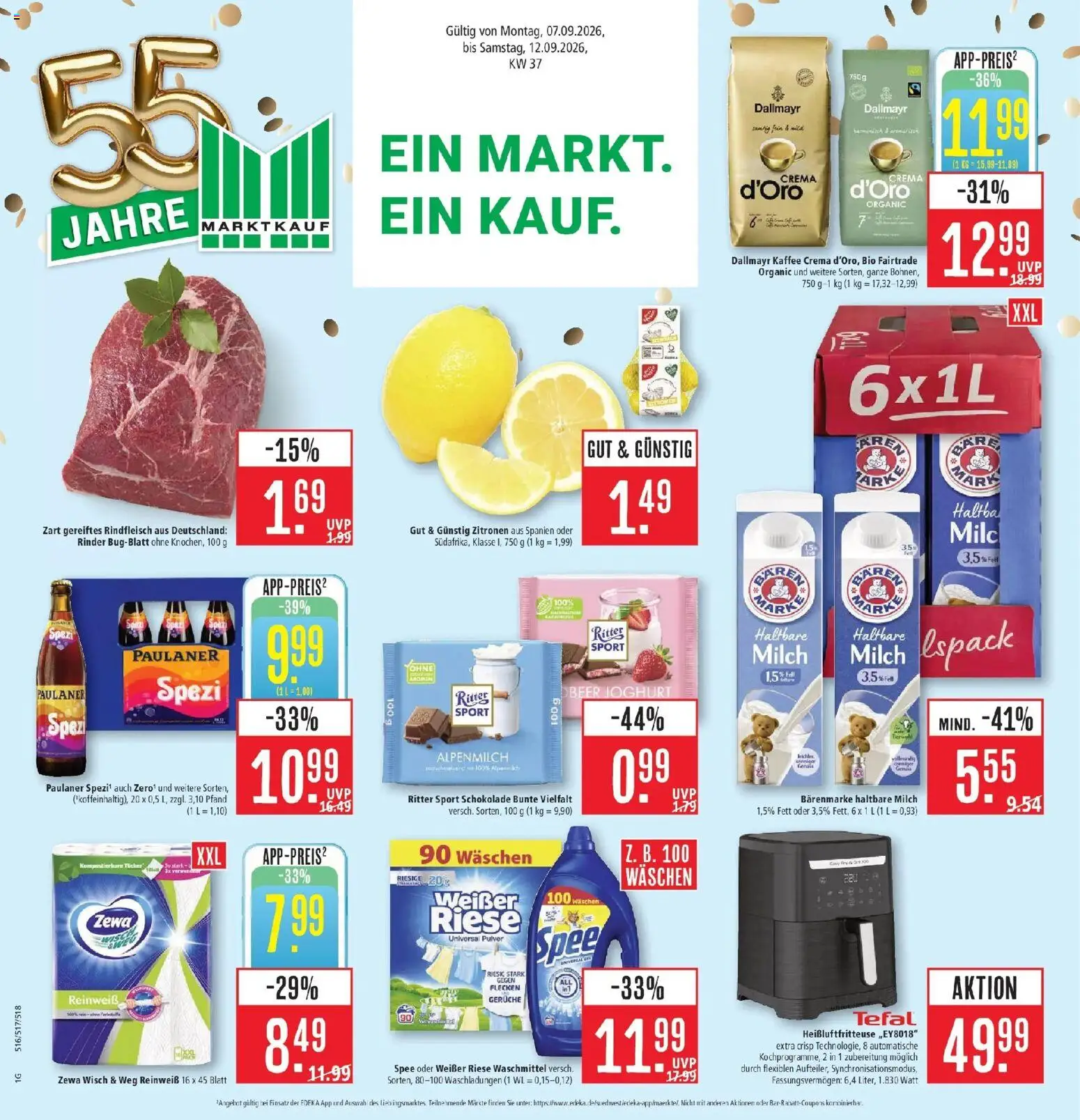 Marktkauf Prospekt Böblingen (ab 07.09.2026) » Angebote online | Seite: 5 | Produkte: Kaffee, Haltbare milch, Ritter sport, Rindfleisch