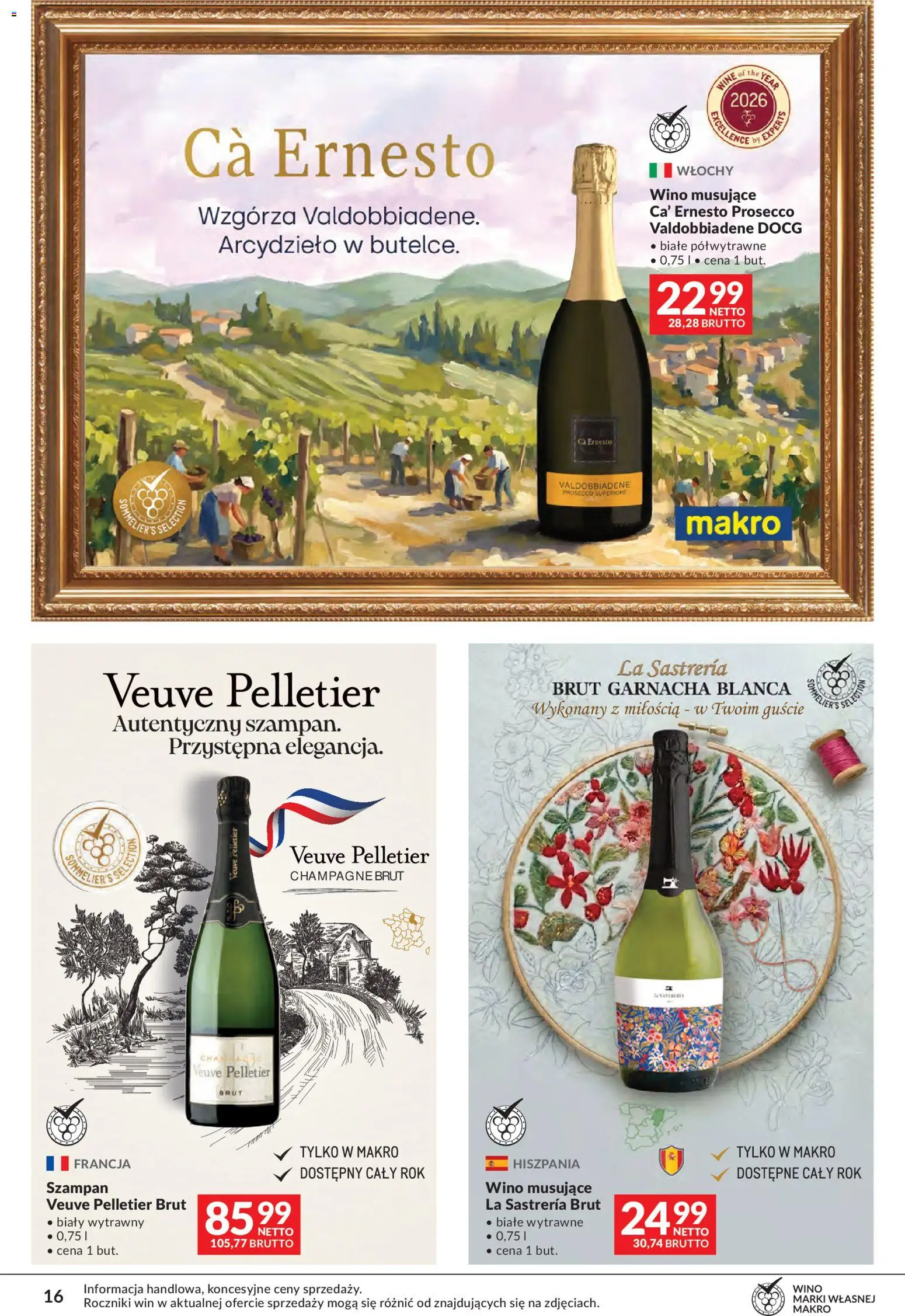 Makro gazetka - Sery, Wędliny, Wina od 01.09.2026 | Strona: 16 | Produkty: Szampan, Wino musujące, Champagne, Wino
