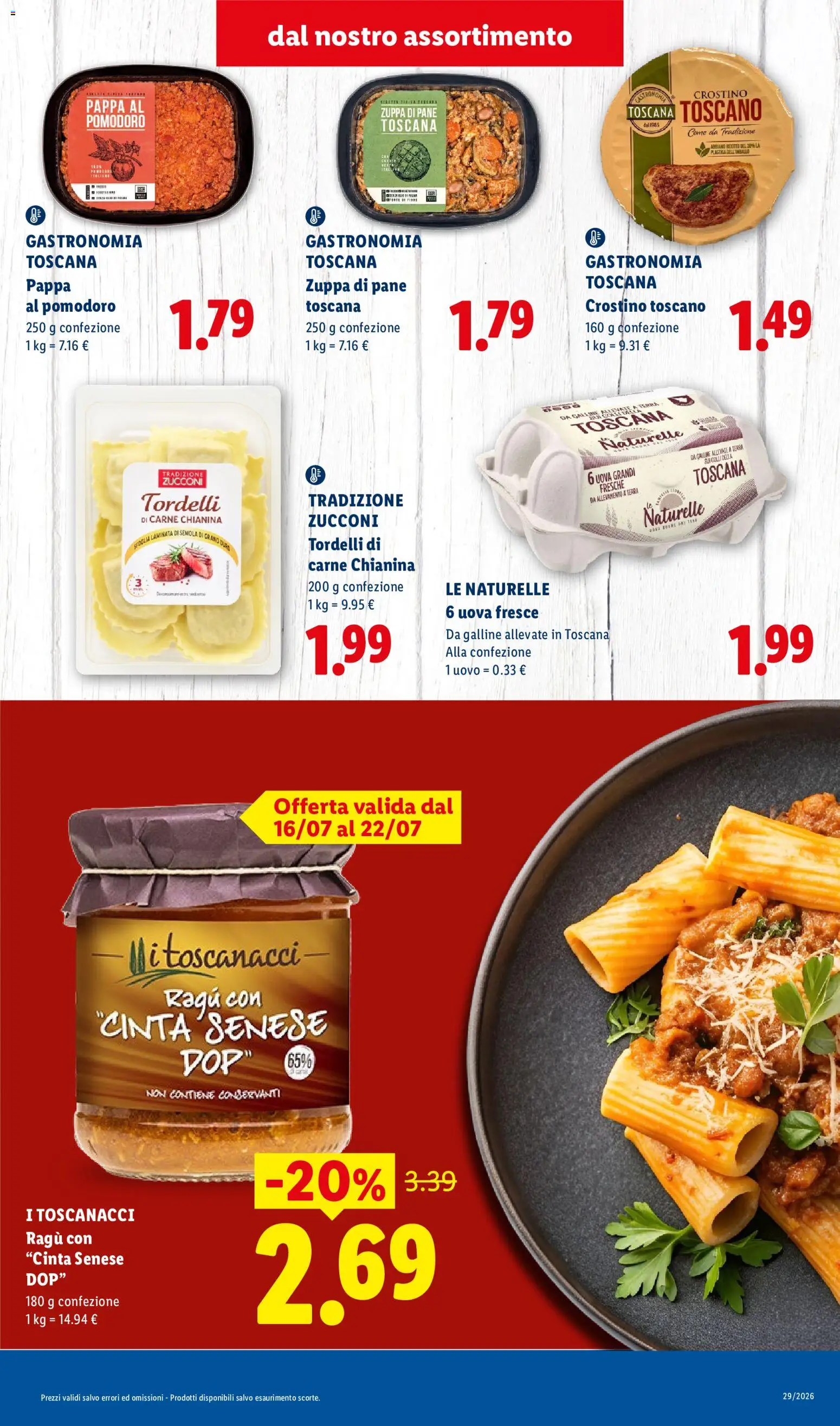 Volantino Lidl del 16/07/2026 | Pagina: 3 | Prodotti: Uova, Pomodoro, Ragú, Terra