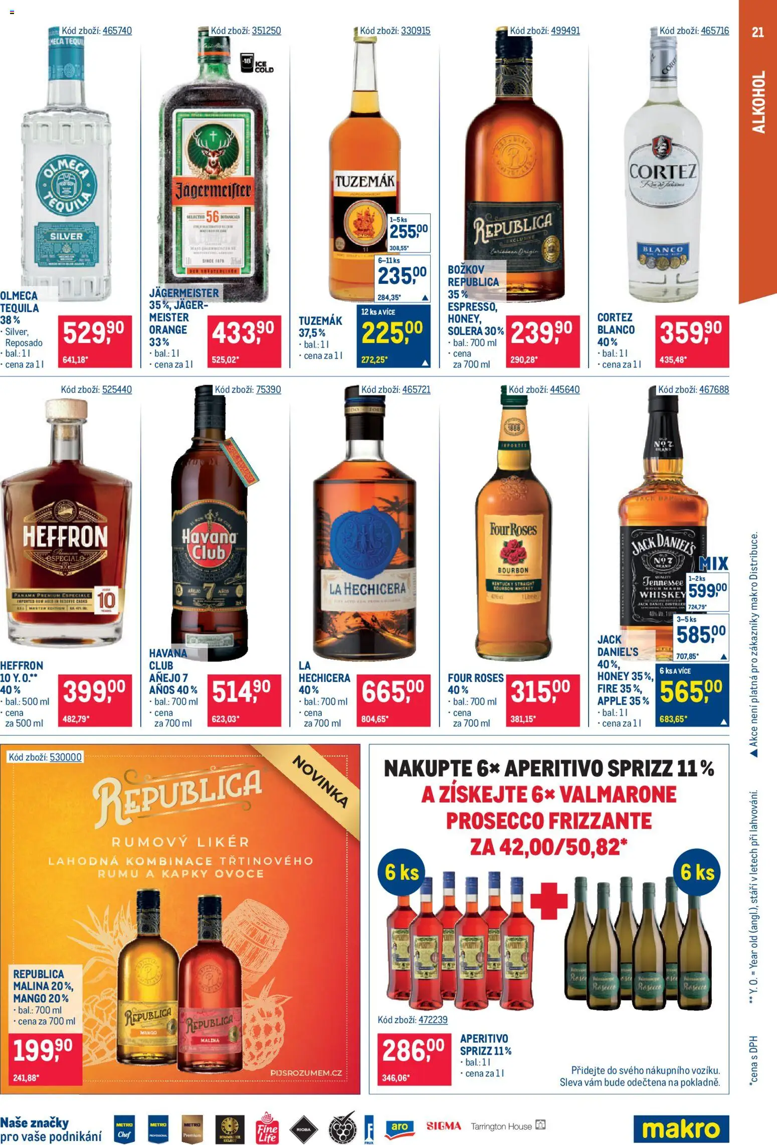 Makro leták - Gastronomie od 15.07.2026 | Strana: 21 | Produkty: Frizzante, Likér, Aperitivo, Republica