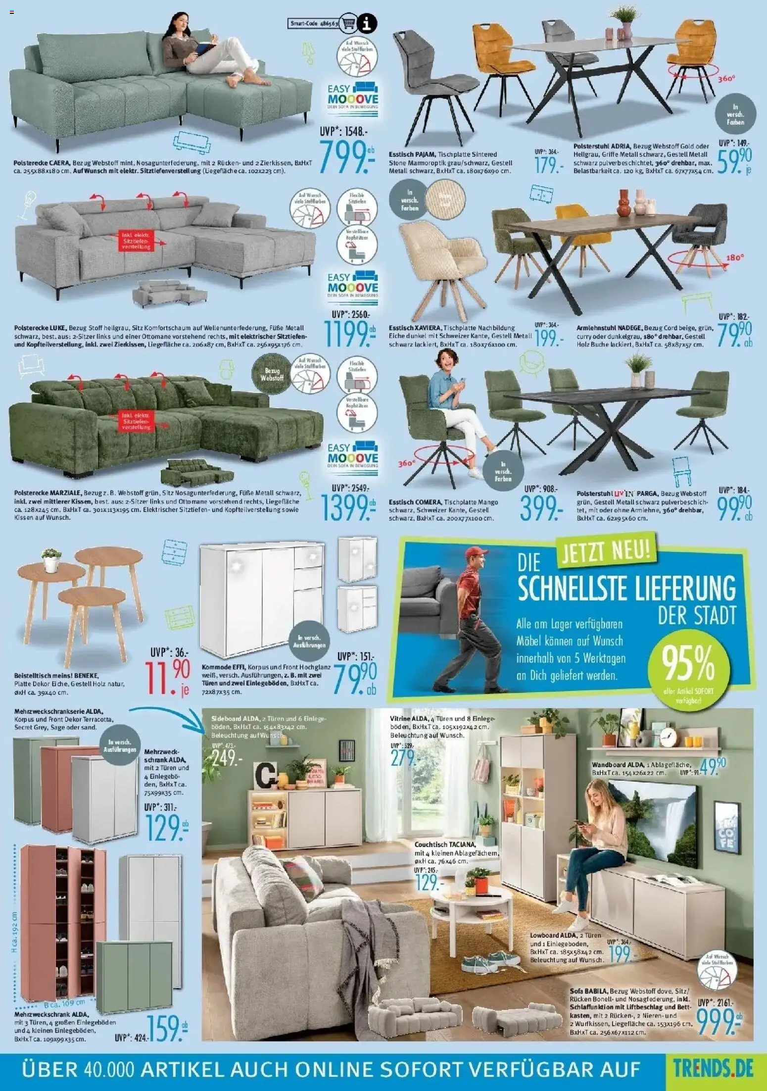 Trends Neue Möbel wirken Wunder (ab 22.08.2026) zum Blättern | Seite: 3 | Produkte: Lowboard, Bett, Vitrine, Schrank