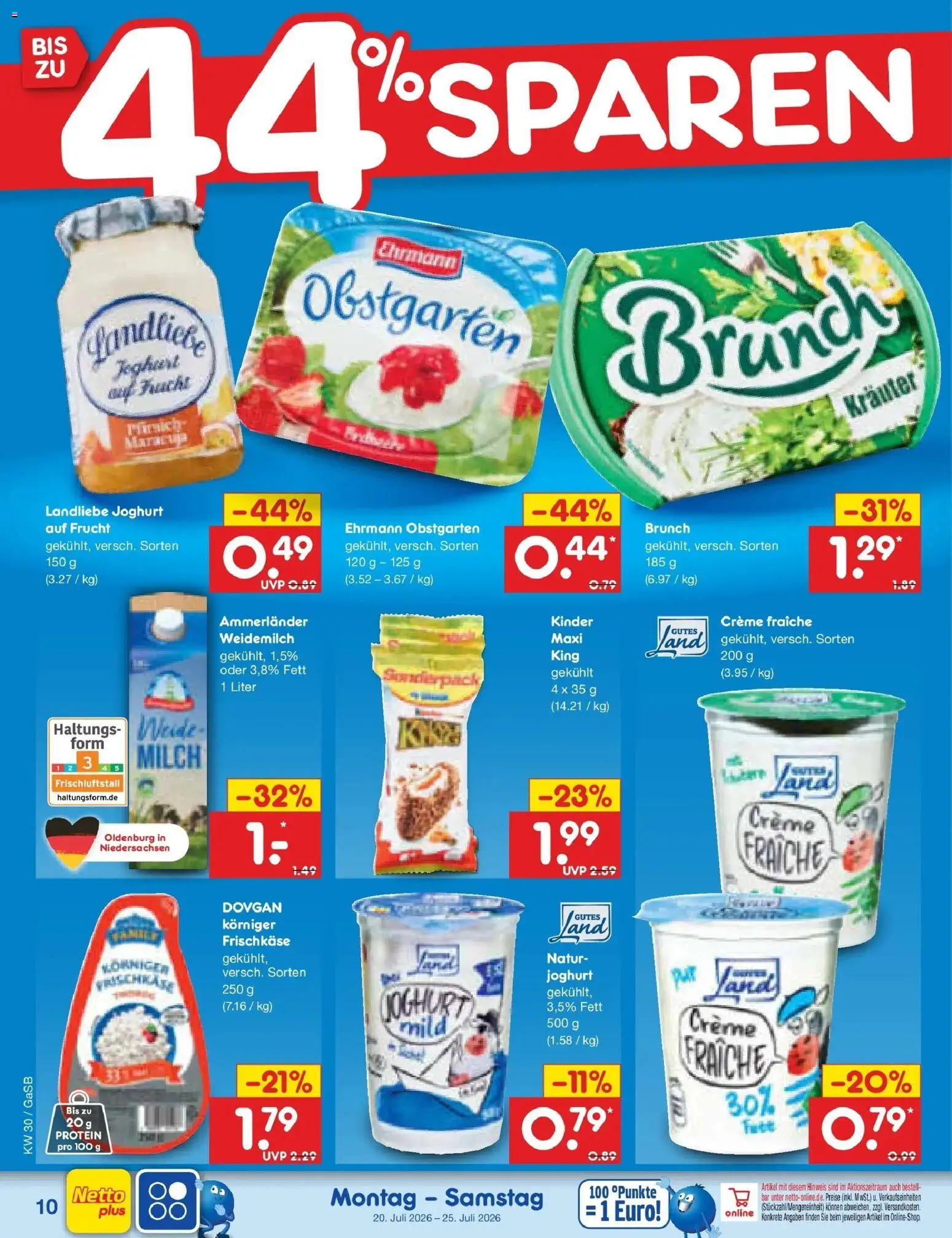 Netto Marken-Discount Prospekt Bremen-Lesum – gültig ab 20.07.2026 | Seite: 16 | Produkte: Milch, Creme, Pfirsich, Landliebe joghurt